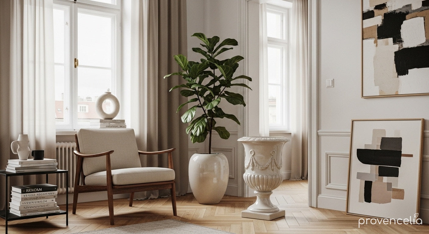 Jarní styling terasy s velkými keramickými květináči