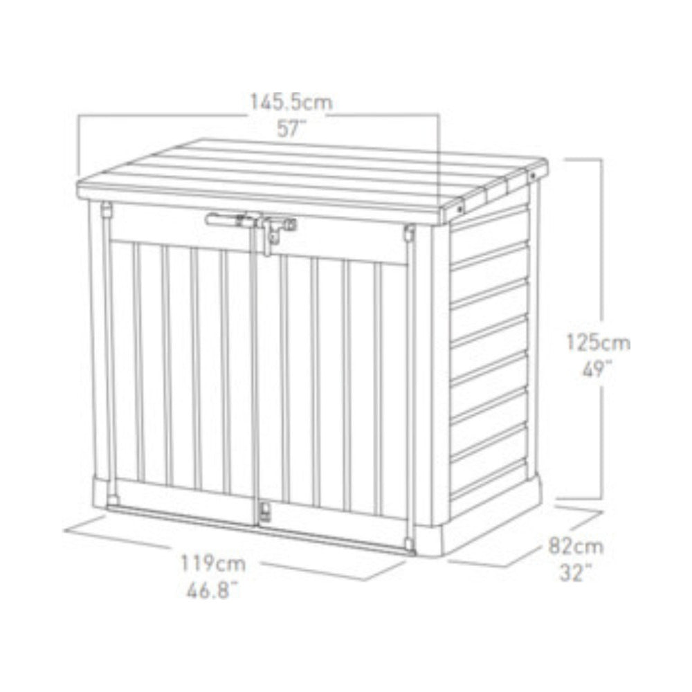 Keter Store-It-Out Max — Aufbewahrungsbox 1200 L, 146×82×125 cm, Beige-Braun