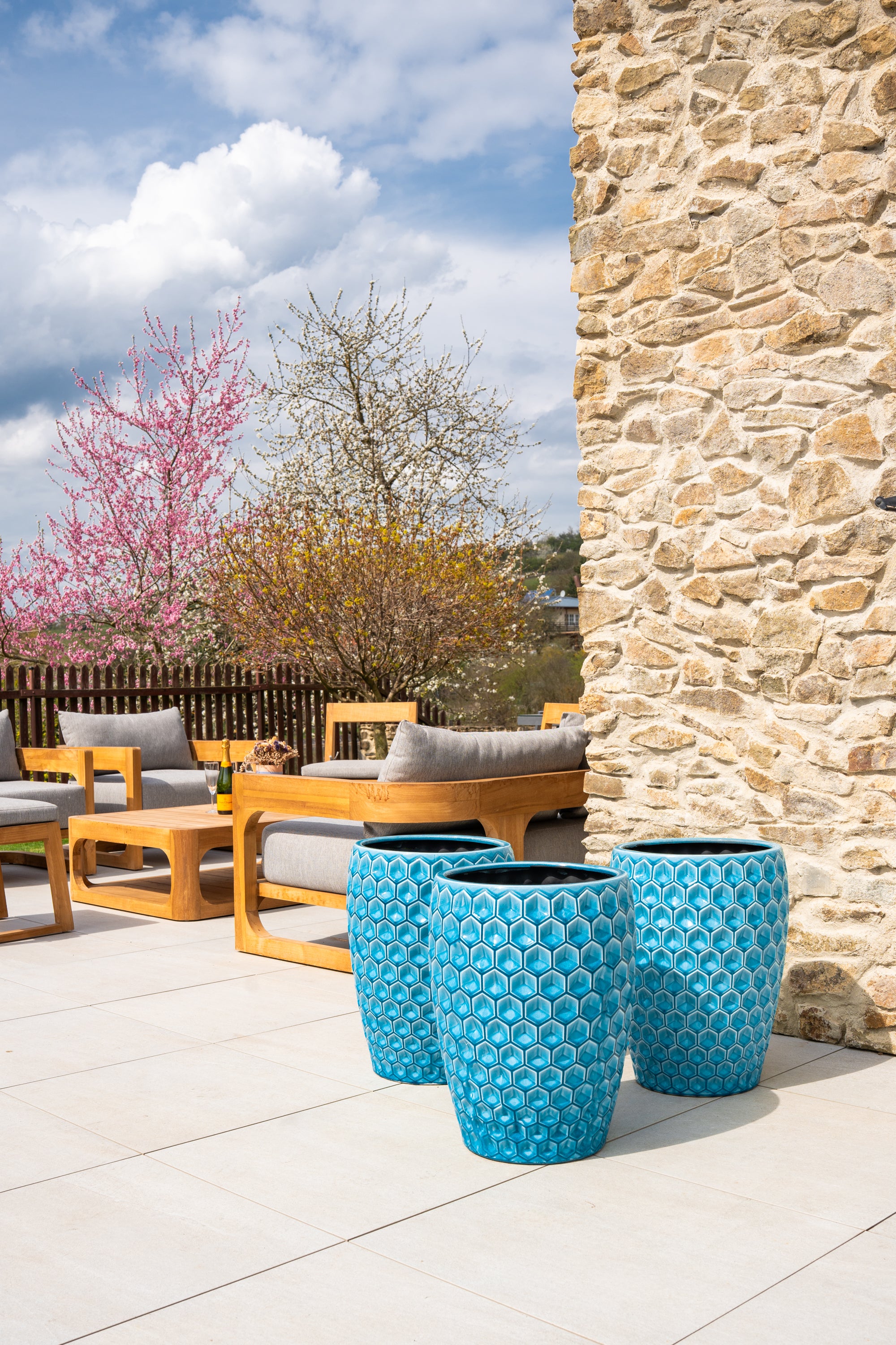 Keramischer Blumentopf Versaille – Hellblau