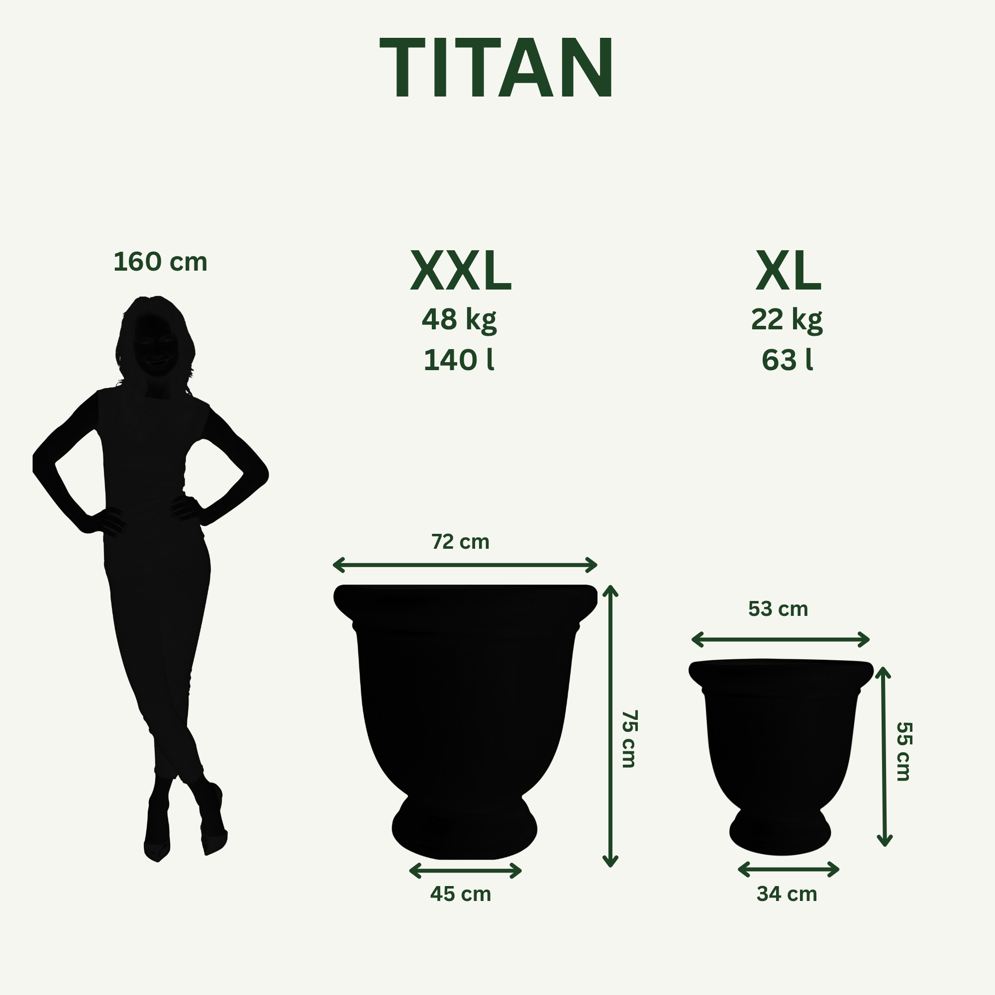 XXL Keramik-Pflanzkübel TITAN - Jadeperl - L (53x55cm)