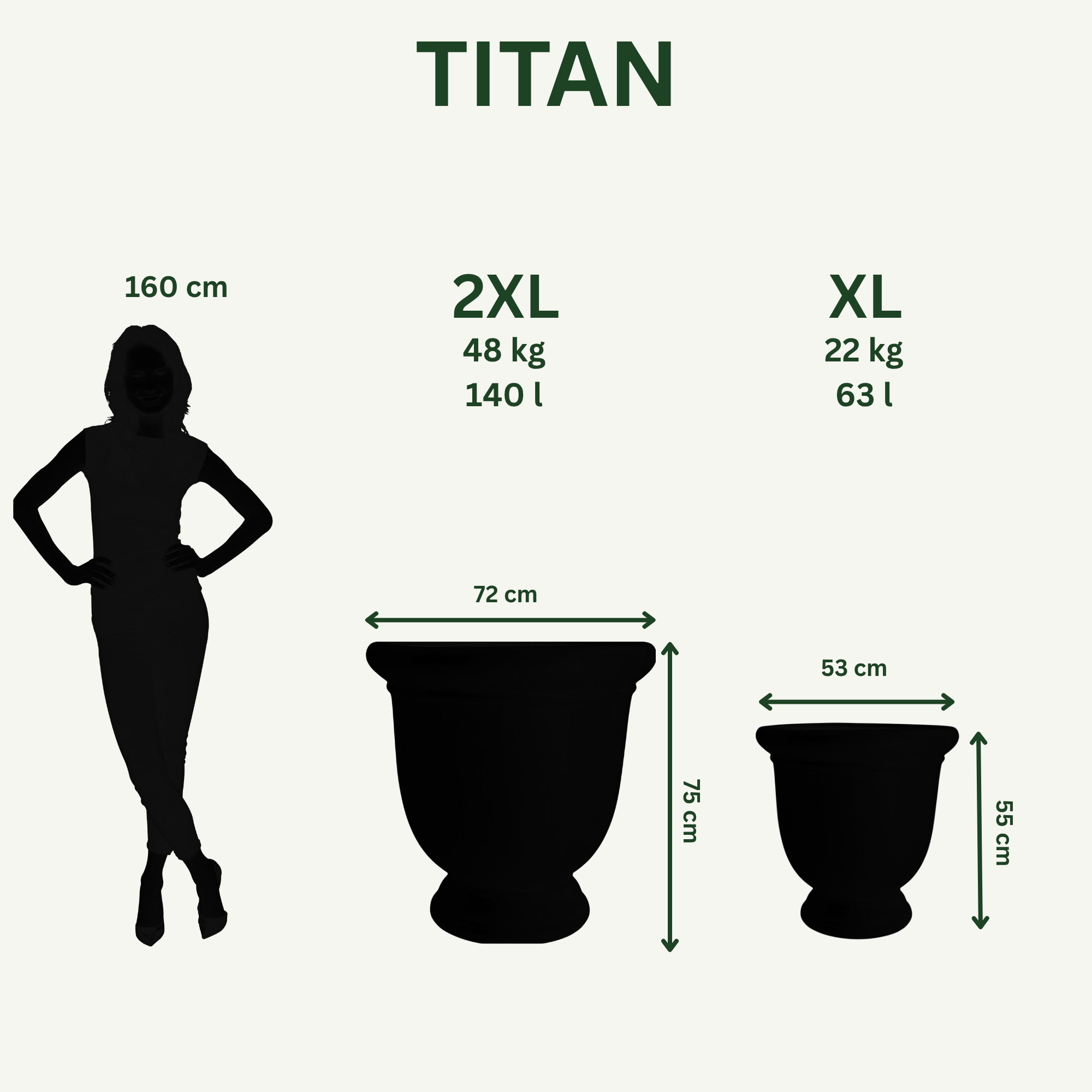 XXL Keramik-Pflanzkübel TITAN - Jadeperl - L (53x55cm)