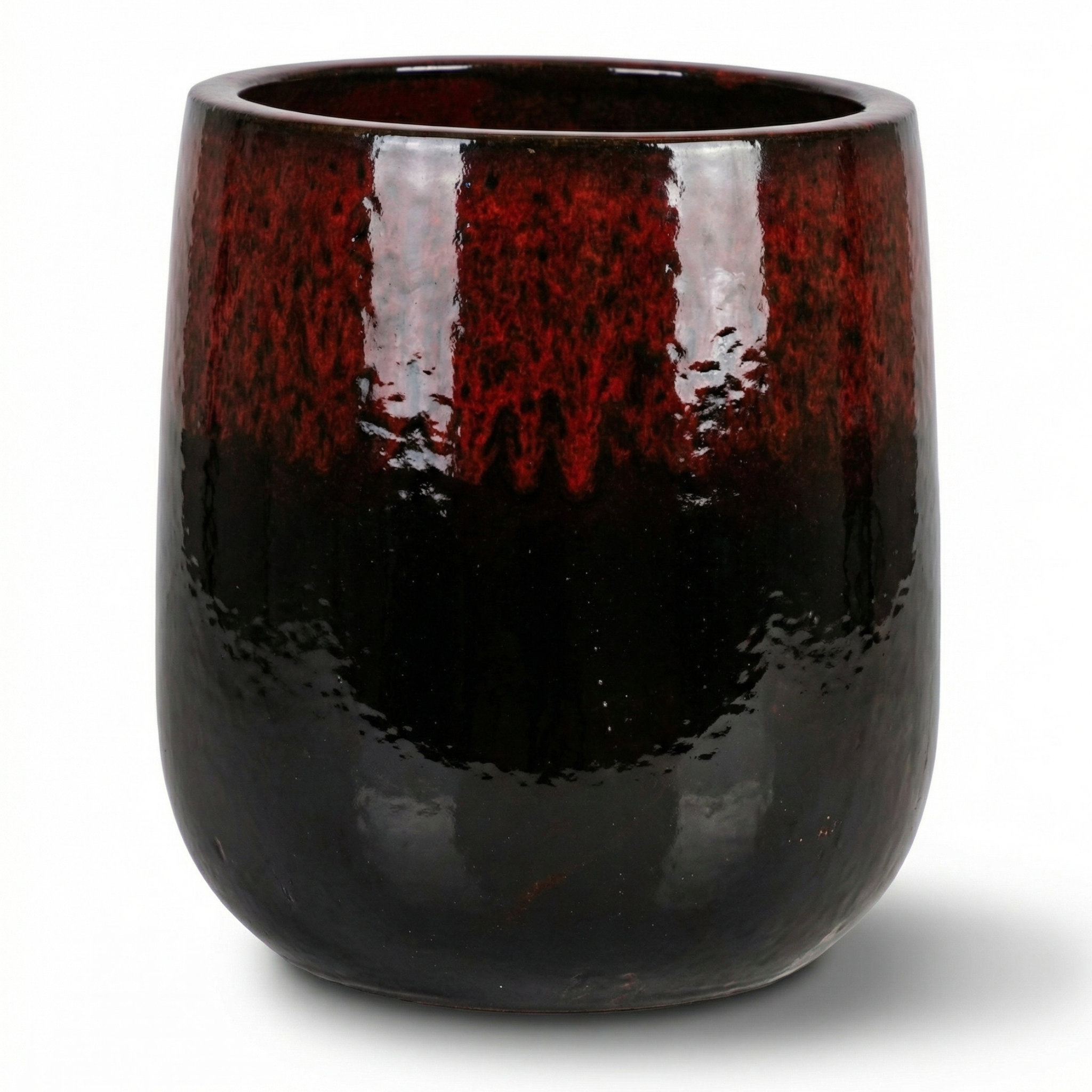 Keramischer Blumentopf DIANE Červeno černá – Provencelia, handgefertigt, frostbeständig