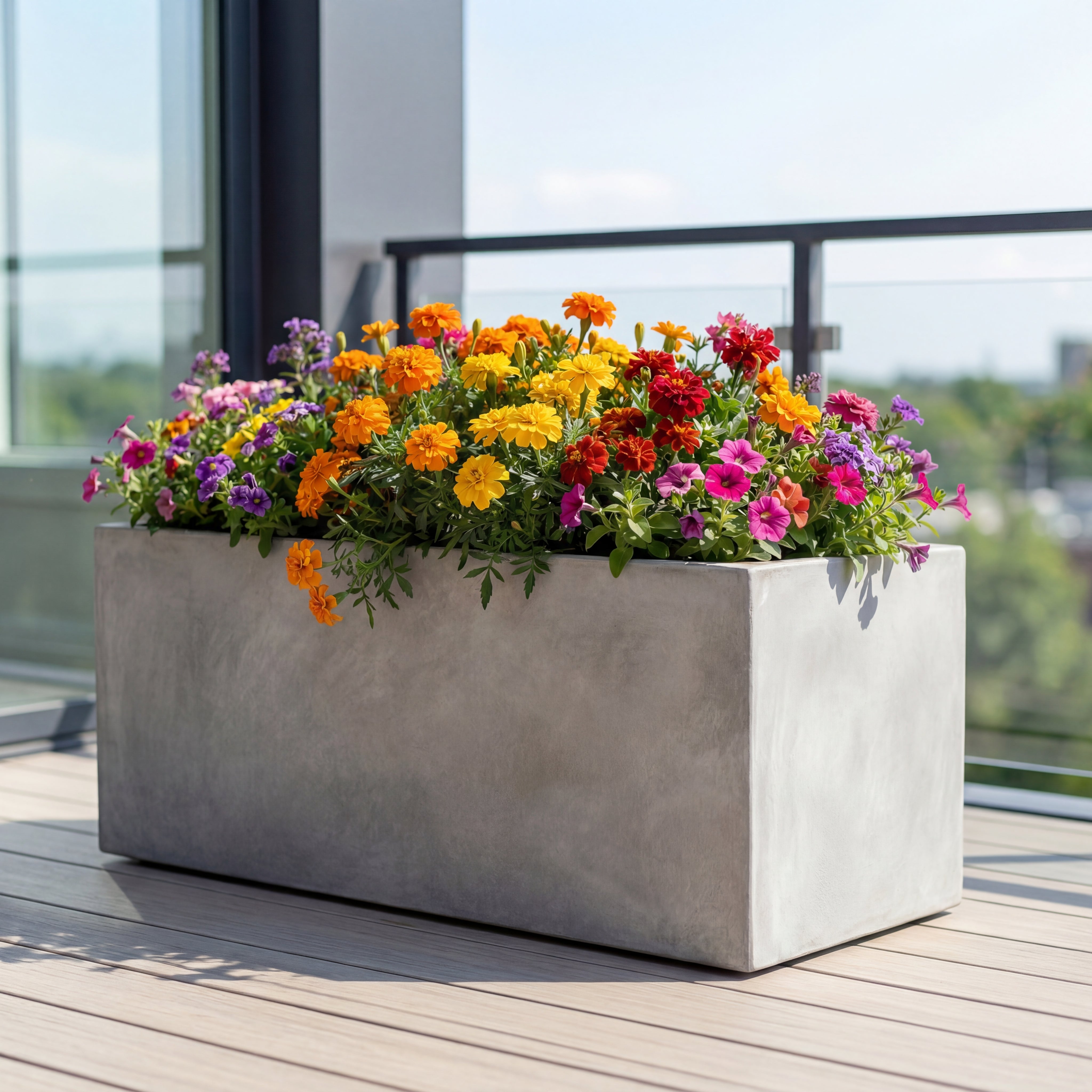 Stylový betonový květináč HORIZON v interiéru