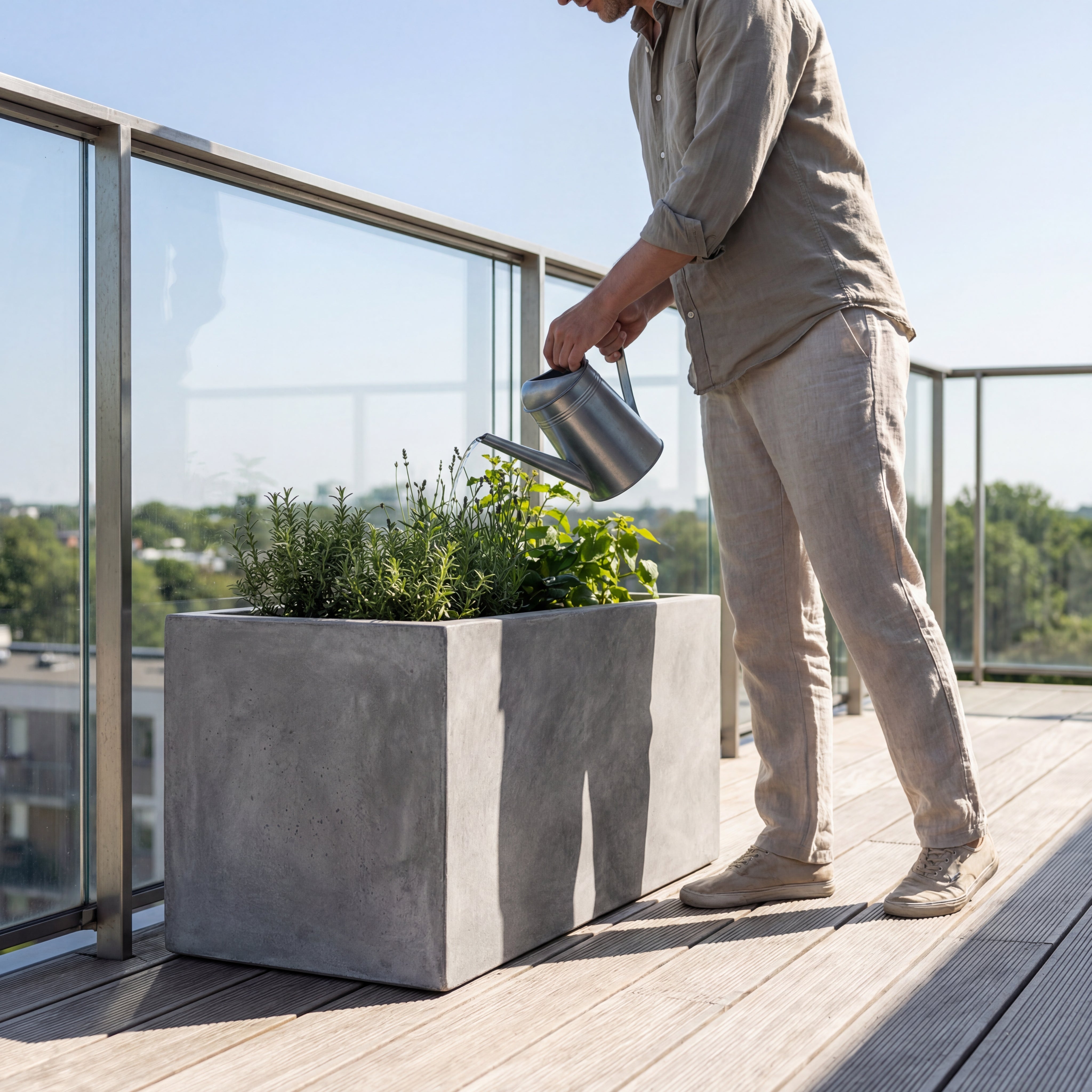 Beton-Pflanzkübel Horizon (79 x 37 x 37 cm) – Lichtgrau