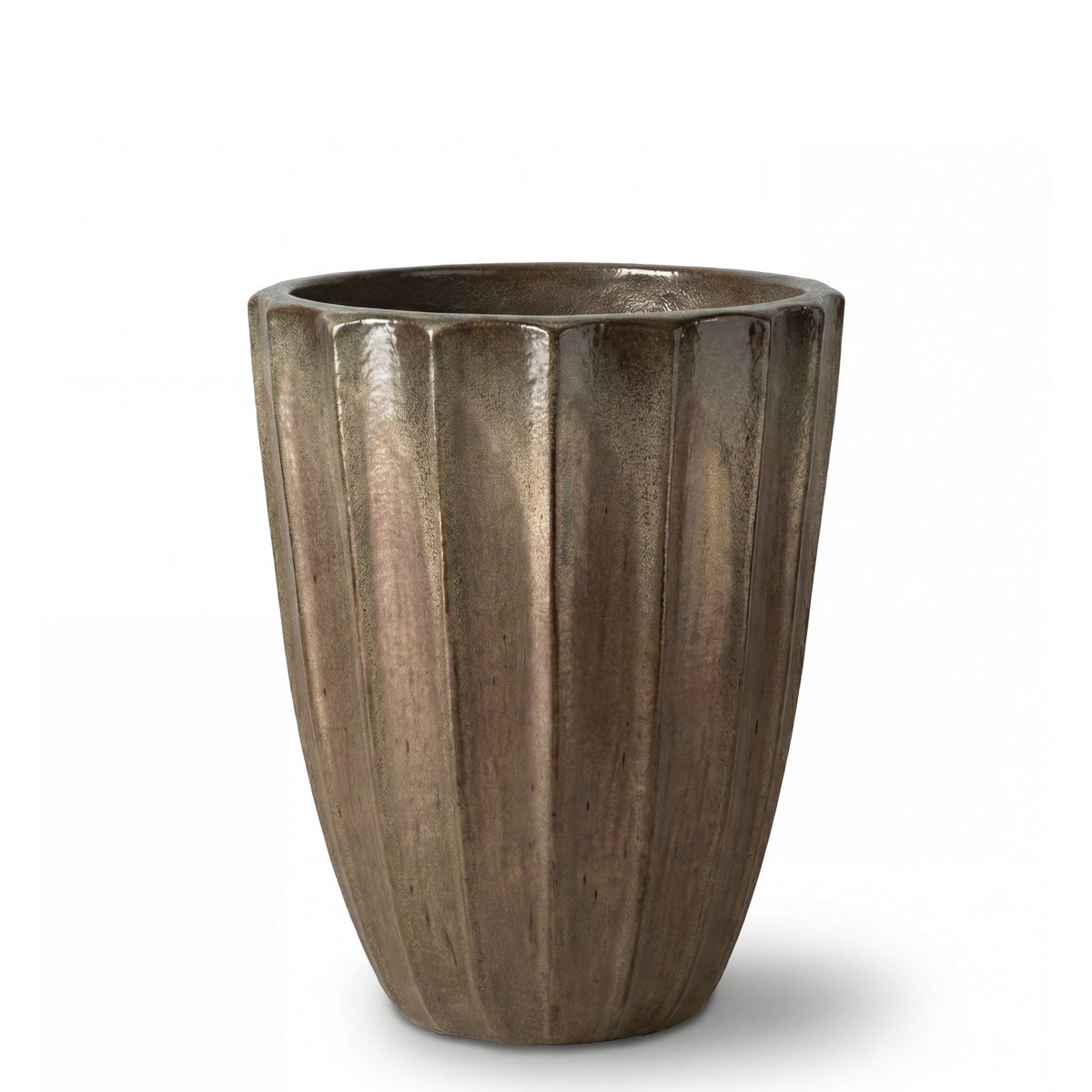 Keramik-Pflanzkübel HUGO – Sandbronze, M: 30 x 39 cm