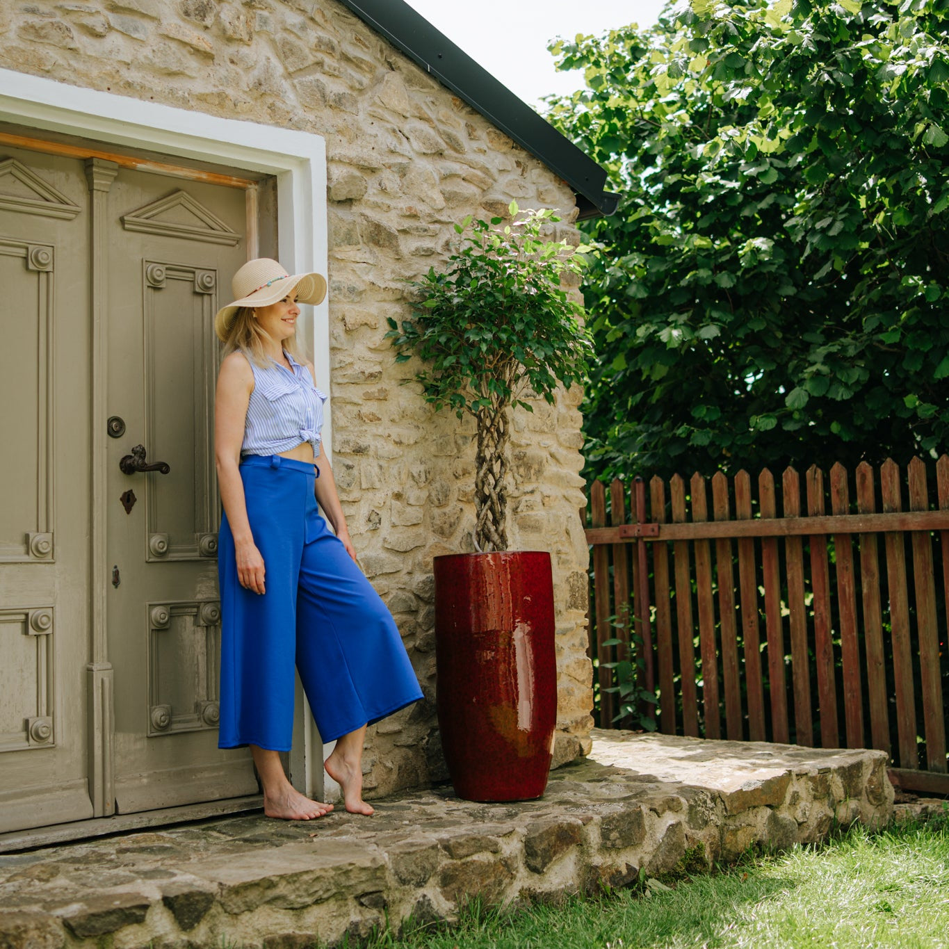 Keramik-Blumentopf ATHENA - Tropenrot