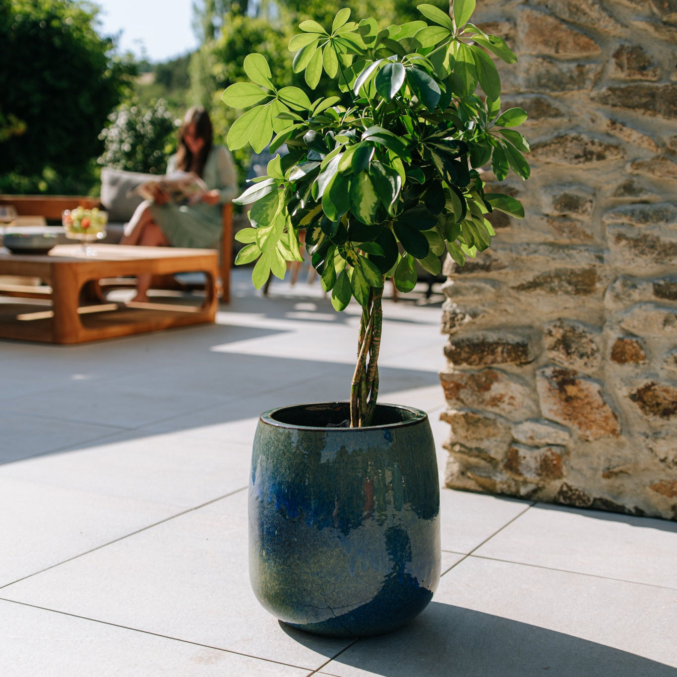 Keramik-Blumentopf SOCRATE - Azurblau