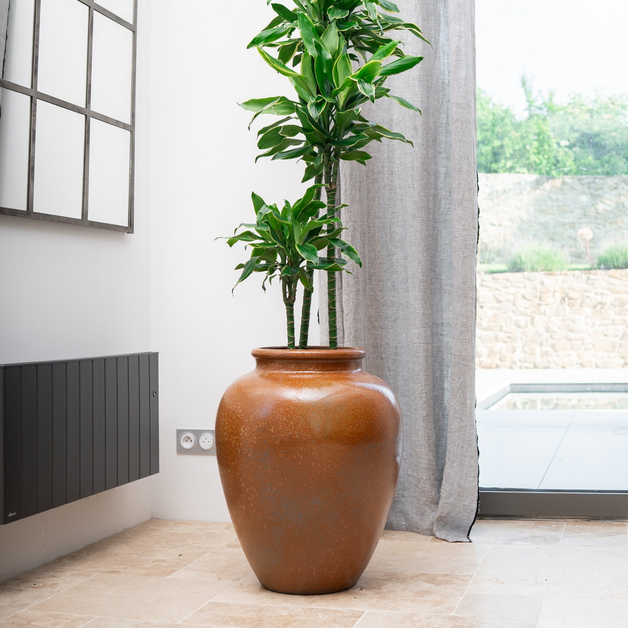 Provencelia Pflanzkübel DIONYSOS Antická rez – glasierte Keramik, Anduze-Stil