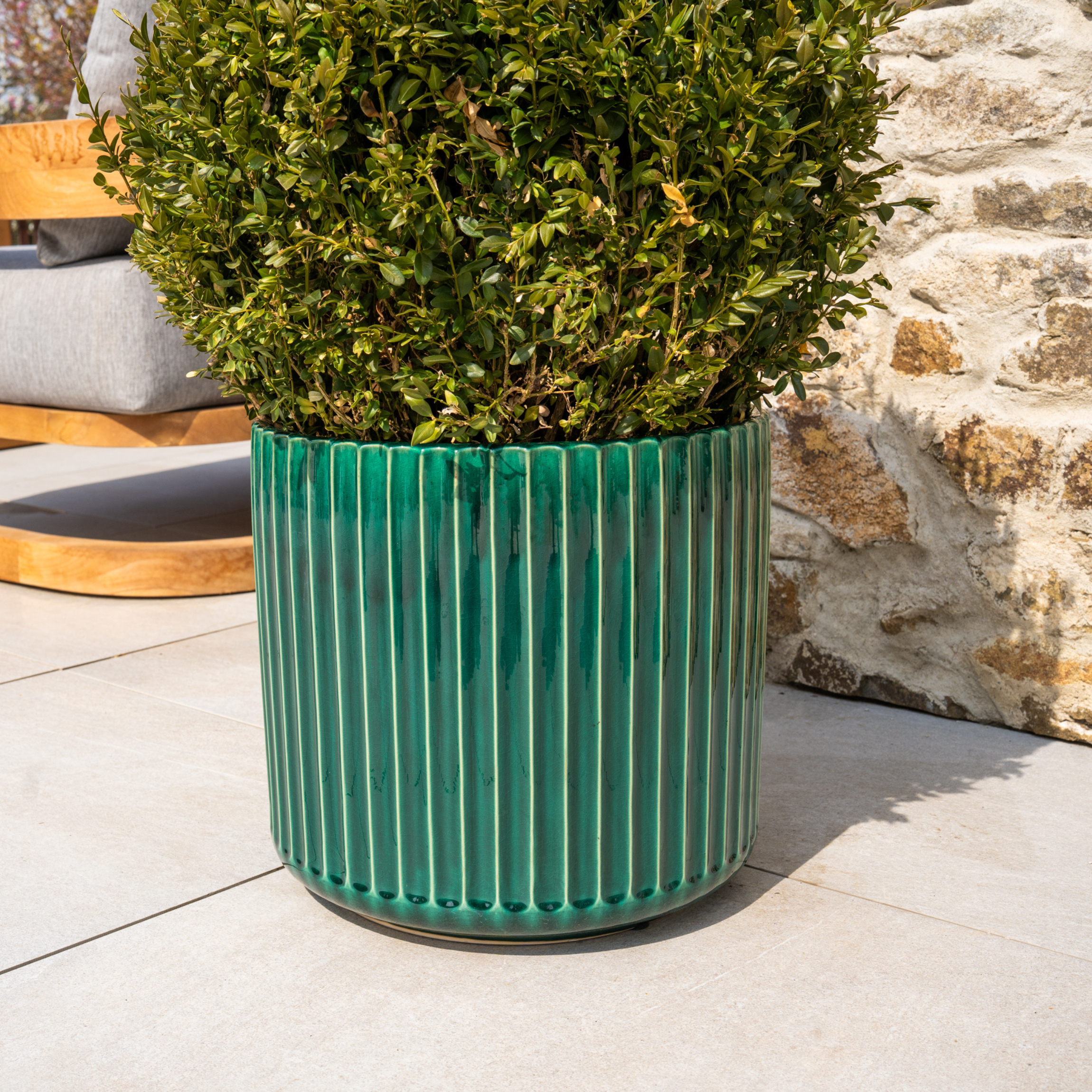 Keramik-Blumentopf LONDON - Dunkelgrün