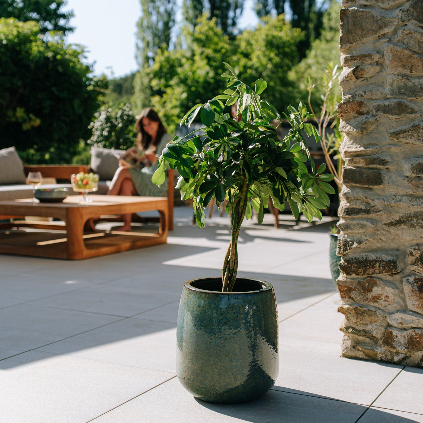 Keramik-Blumentopf SOCRATE - Stahlblau