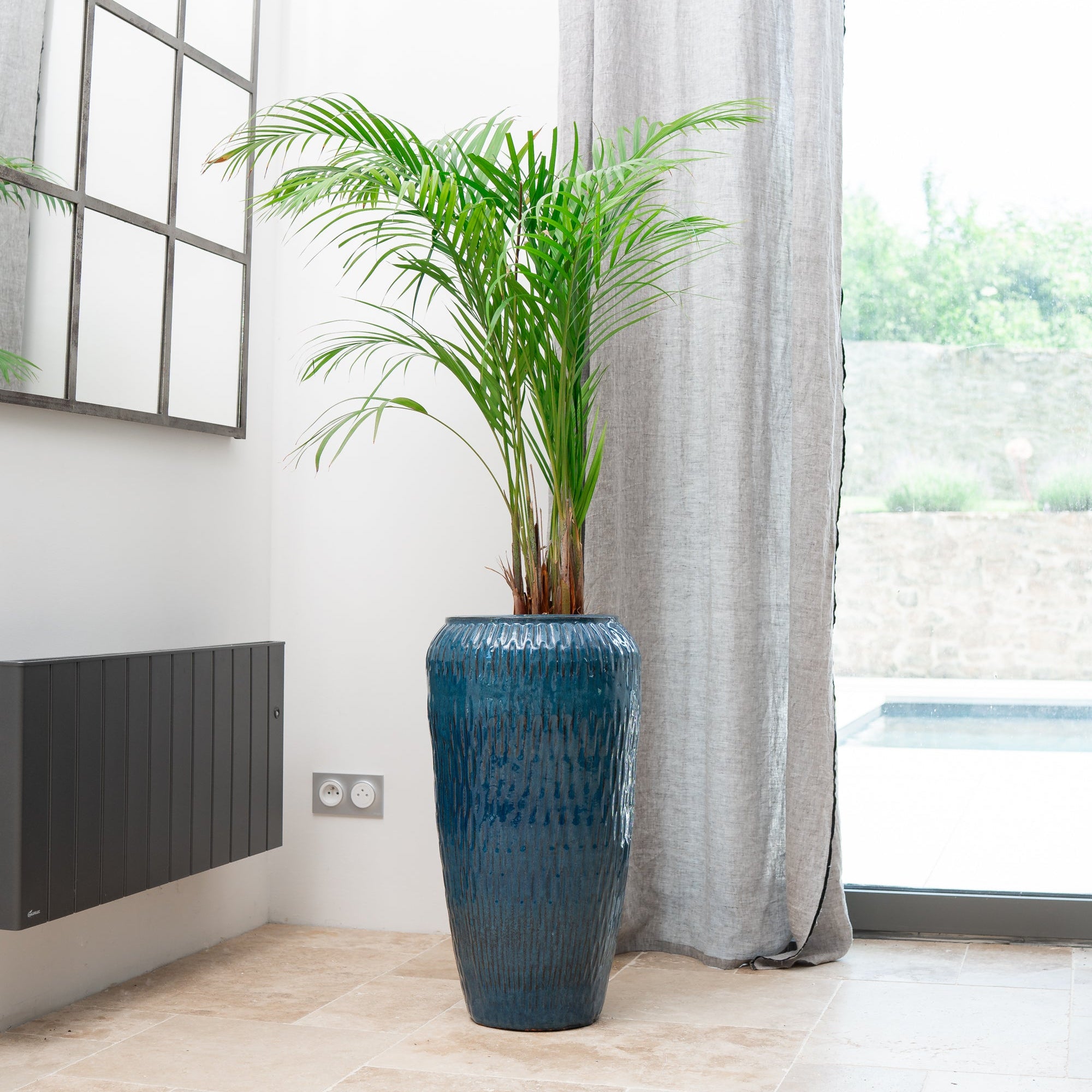 Keramik-Blumentopf POMPADOUR - Azurblau
