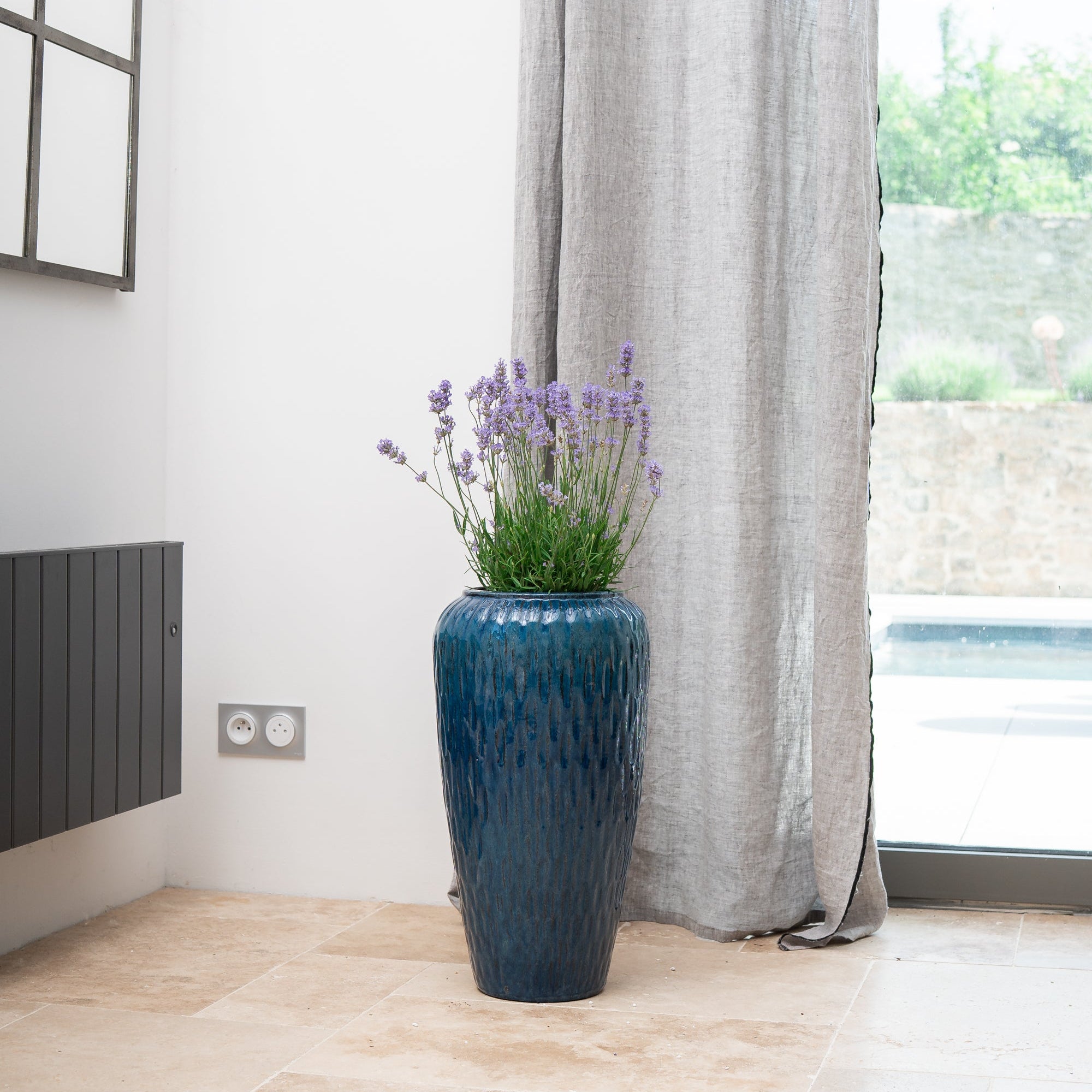 Keramik-Blumentopf POMPADOUR - Azurblau