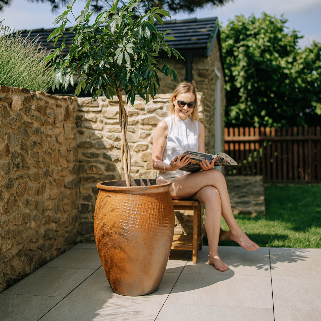 Keramik-Blumentopf POSEIDON - Rostoptik