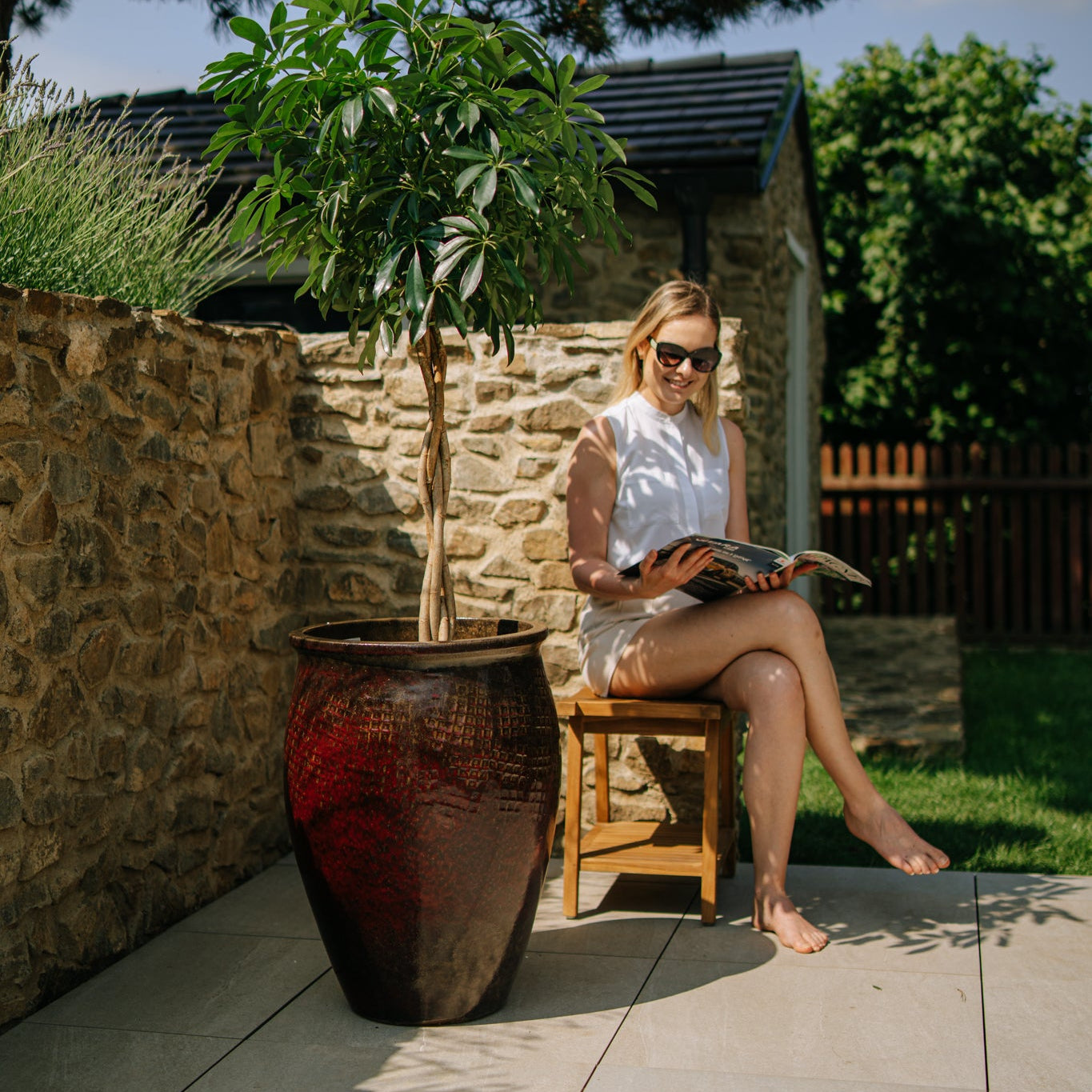 Keramik-Blumentopf POSEIDON - Ziegelrot