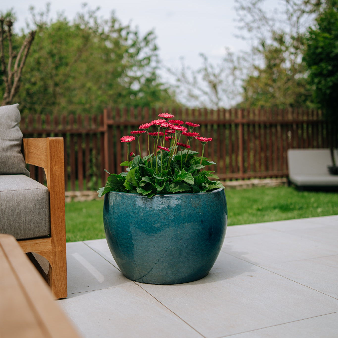 Keramik-Blumentopf ROMULUS - Azurblau