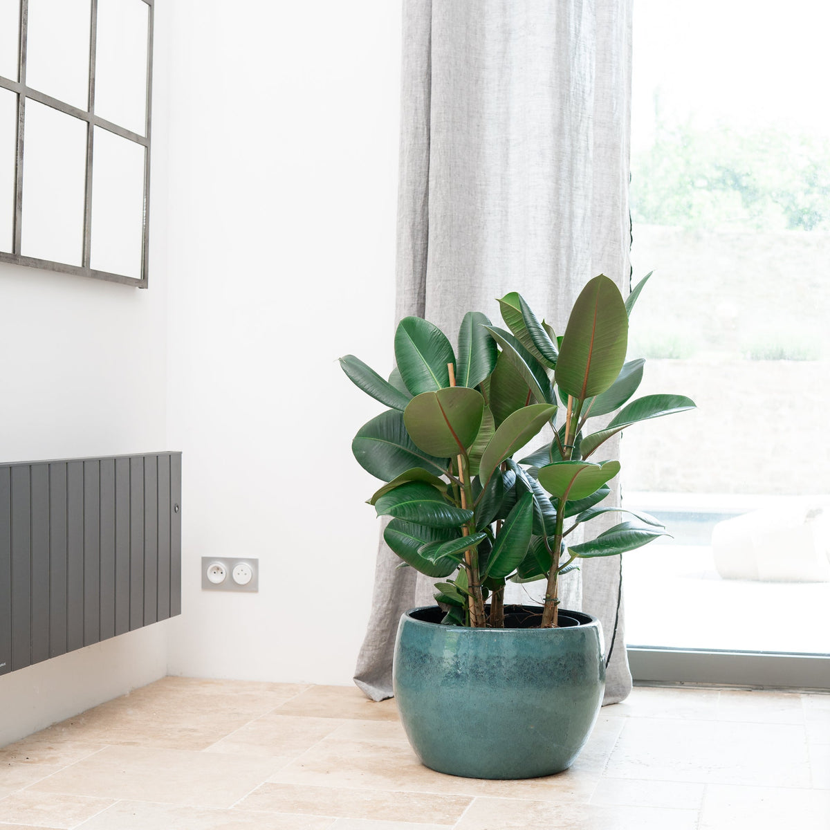 Blumentopf ROMULUS Azurblau – handgefertigte Keramik, XXL bis 68 cm