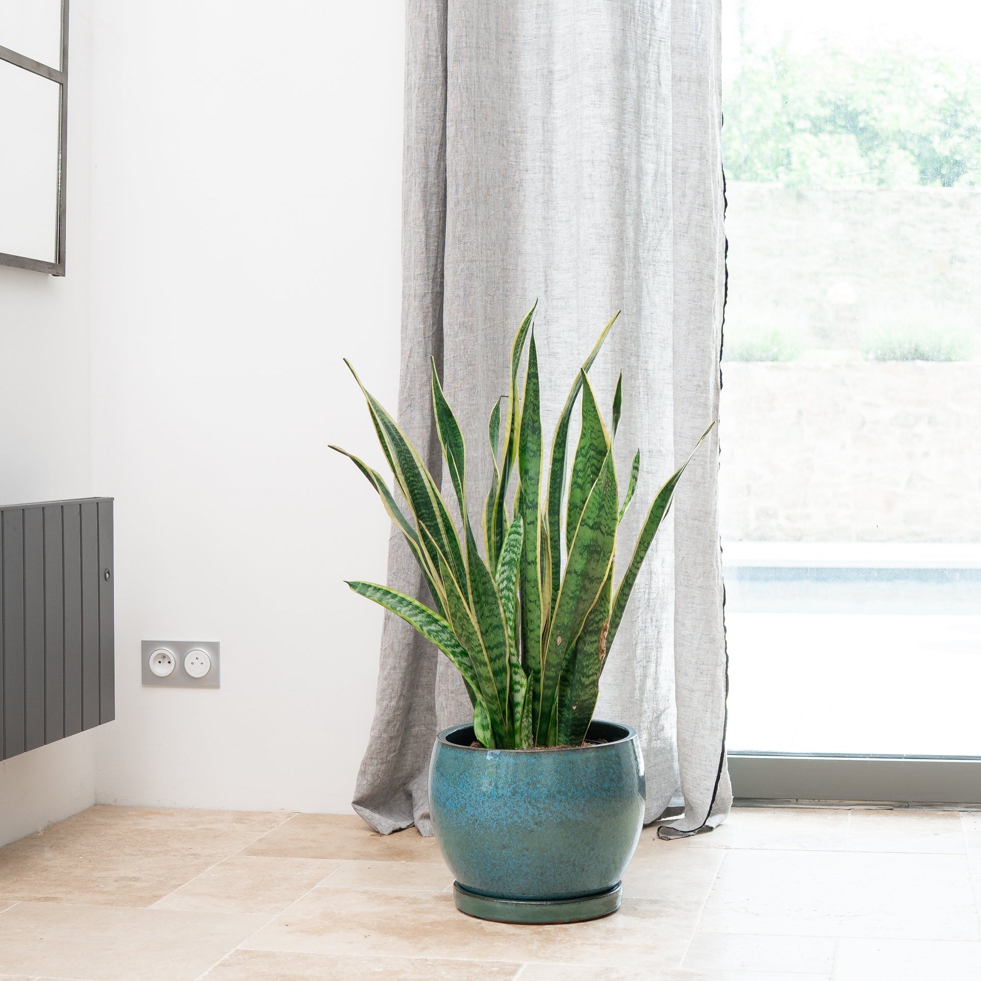 Keramik-Blumentopf ROMULUS - Stahlblau