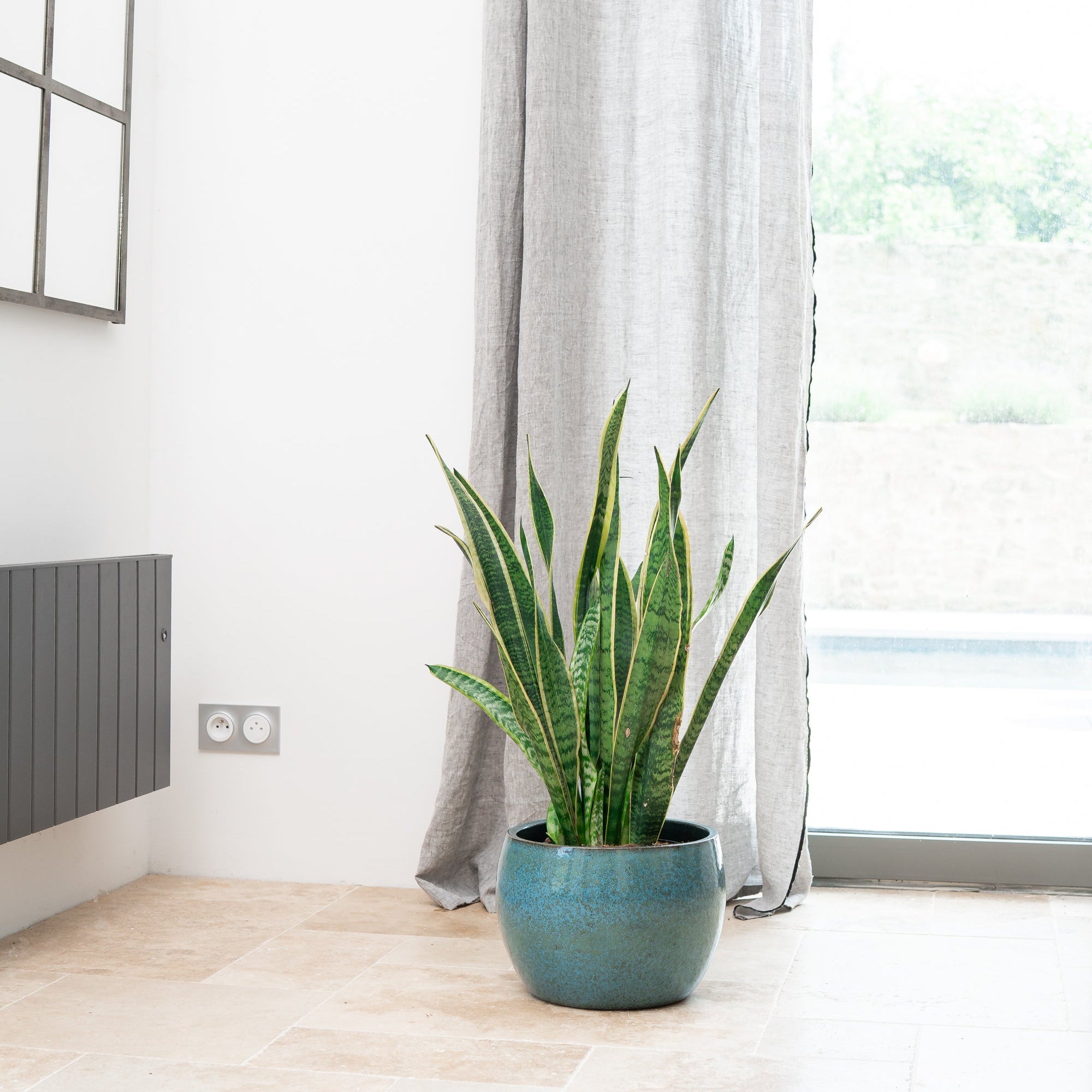 Keramik-Blumentopf ROMULUS - Stahlblau