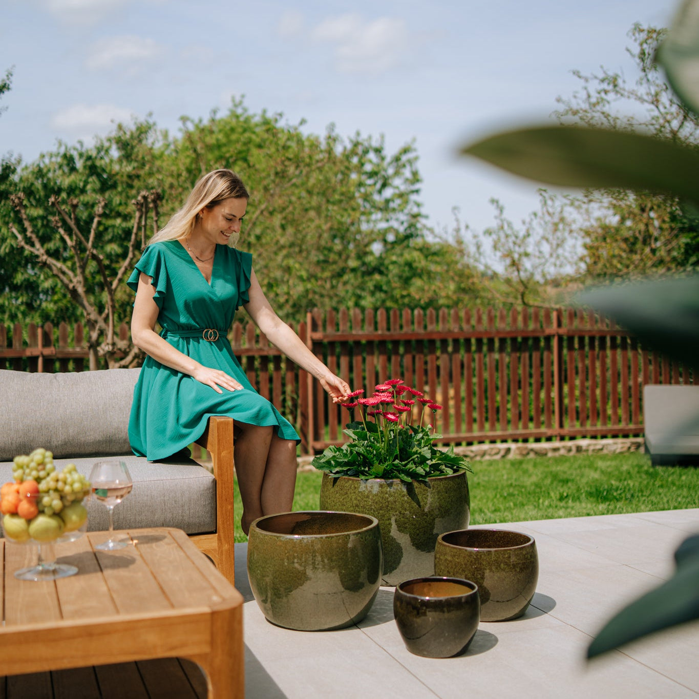 Keramik-Blumentopf ROMULUS - Tropengrün