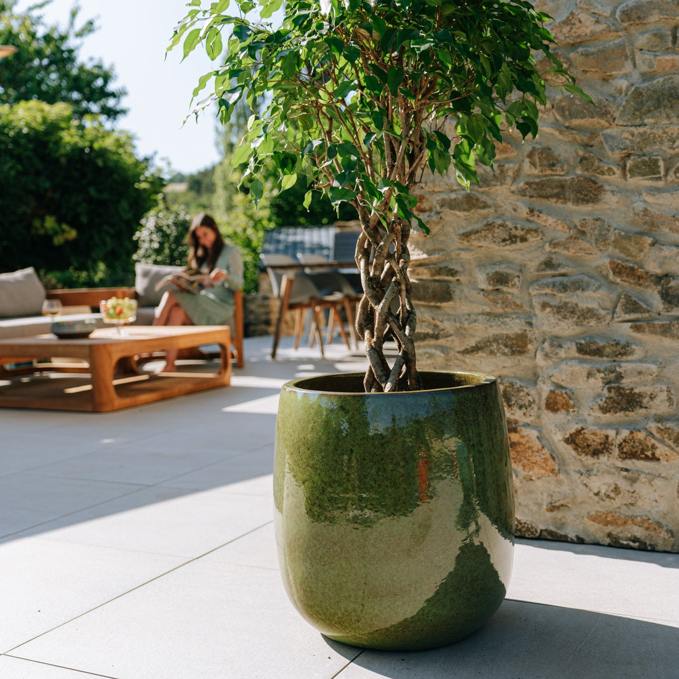 Keramik-Blumentopf SOCRATE - Tropengrün