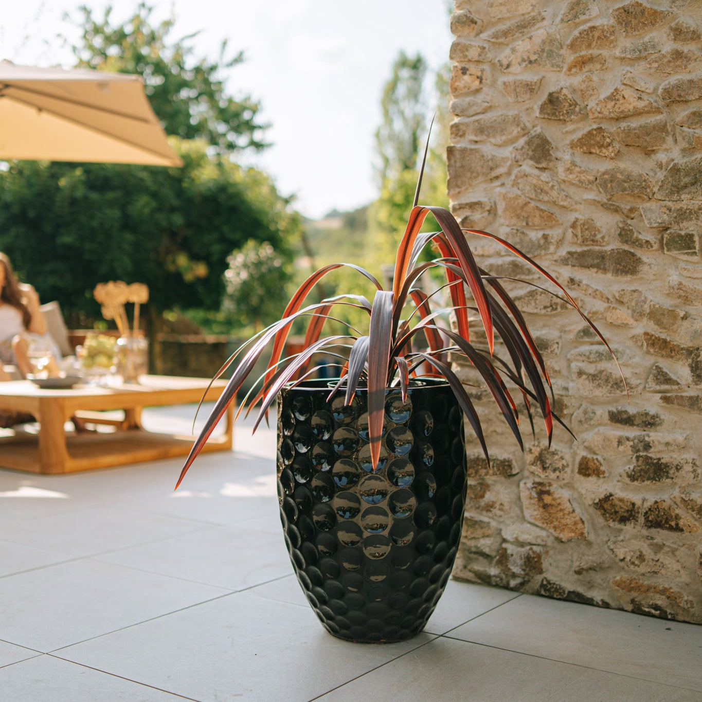 Keramik-Blumentopf MEROVEE - Schwarz