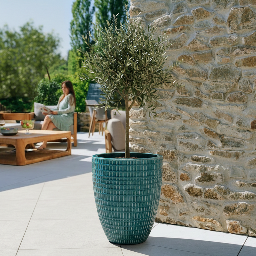 Keramik-Pflanzkübel VERNE - Türkis