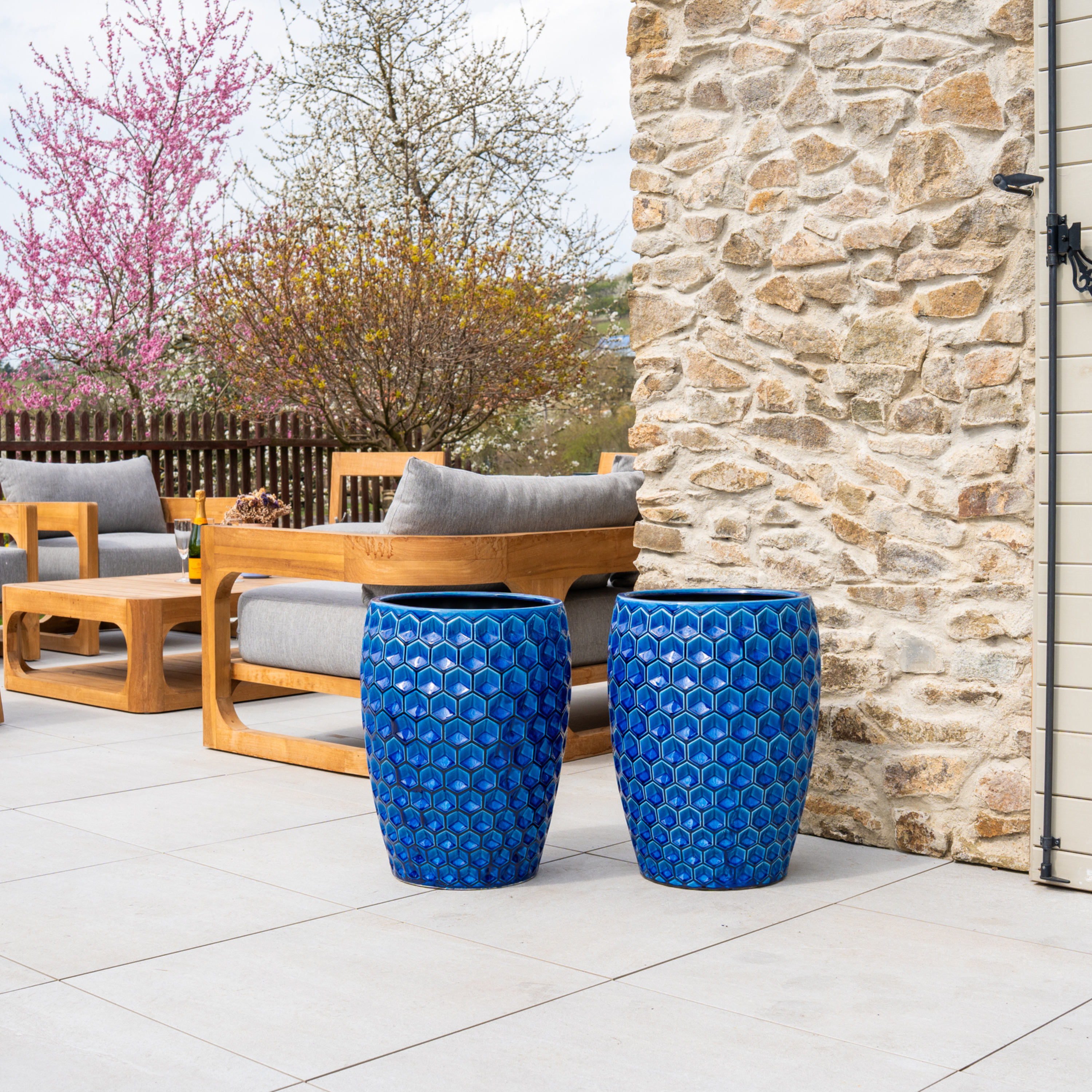 Blumentopf VERSAILLE Modrý – handgefertigte Keramik, XXL bis 68 cm