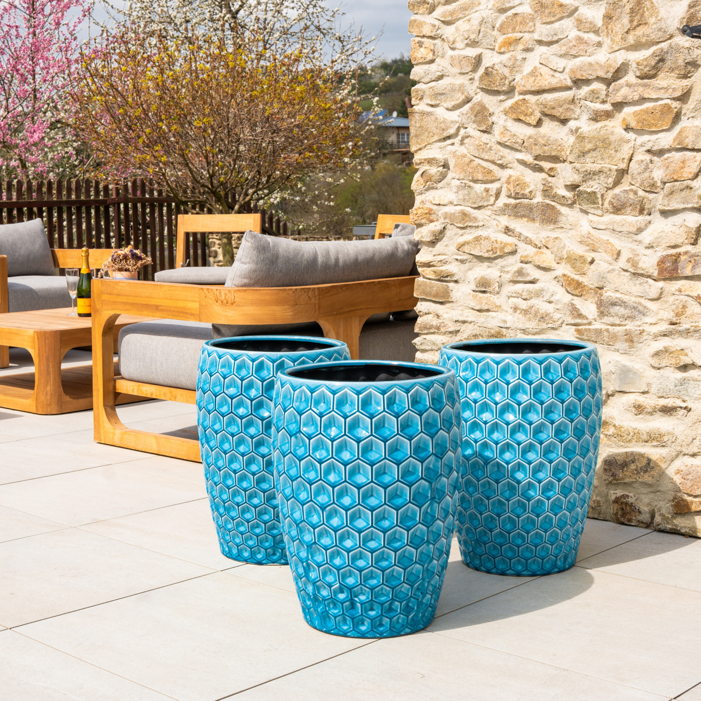 Keramik-Blumentopf VERSAILLE - Hellblau