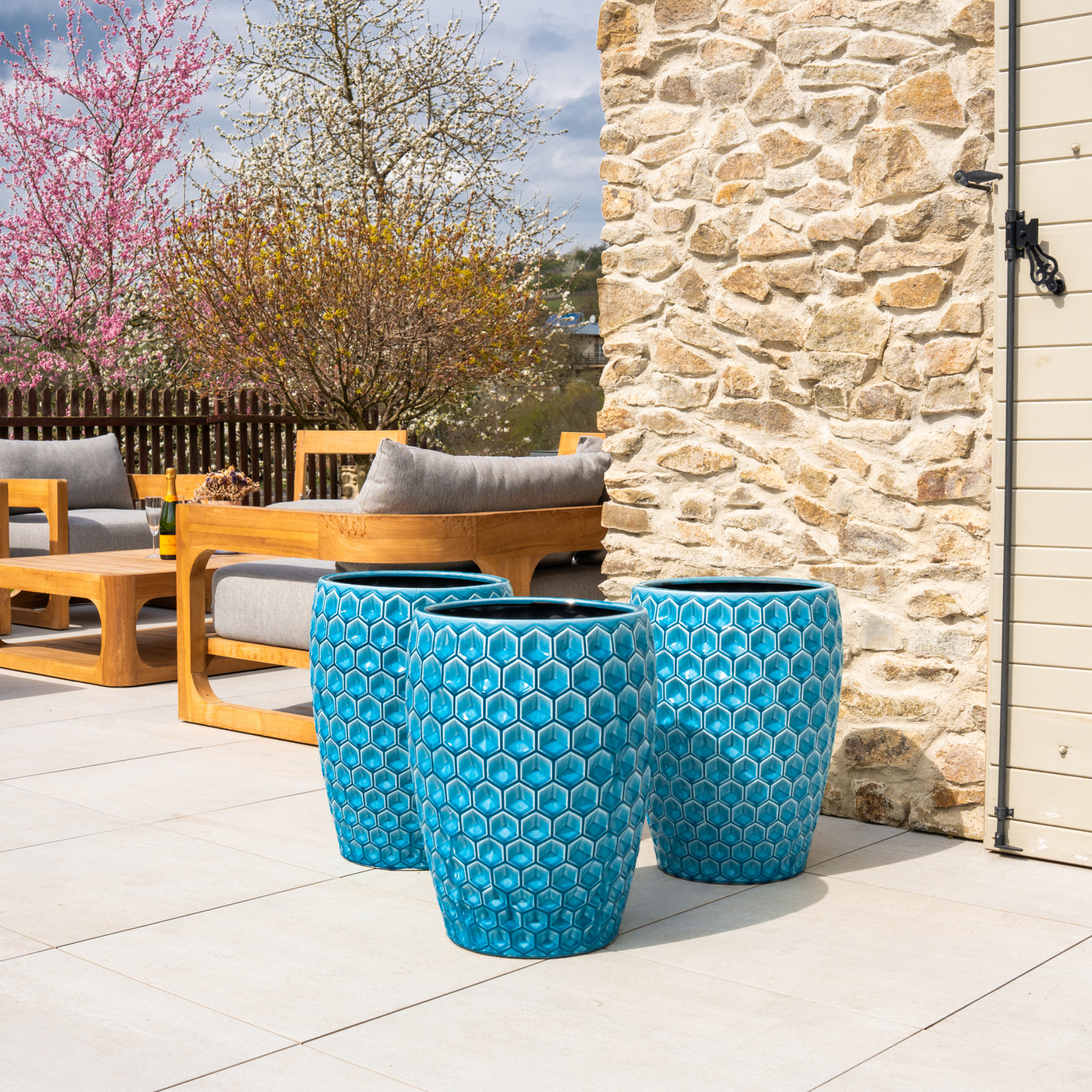 Keramik-Blumentopf VERSAILLE - Hellblau