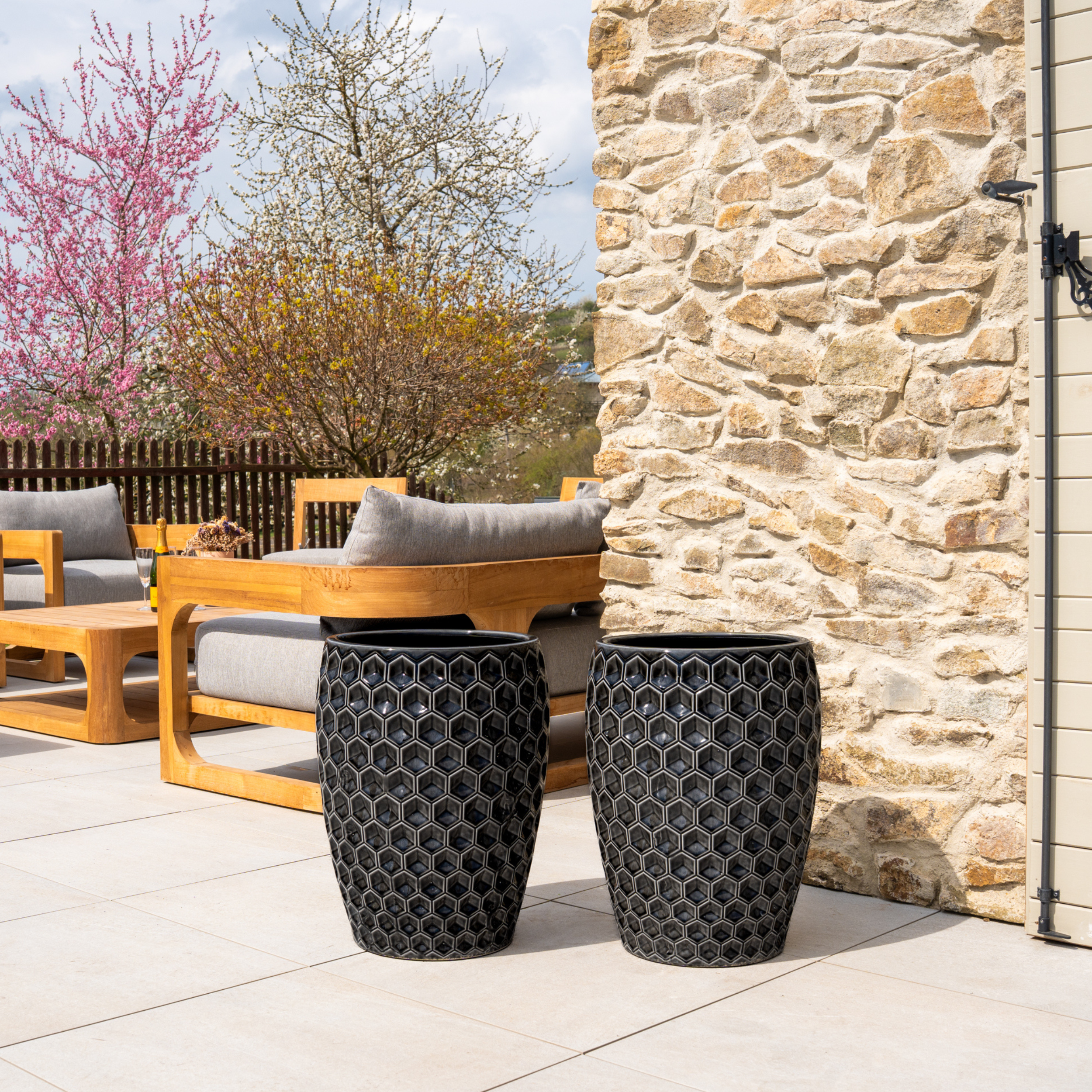 Blumentopf VERSAILLE Schwarz – handgefertigte Keramik, XXL bis 68 cm