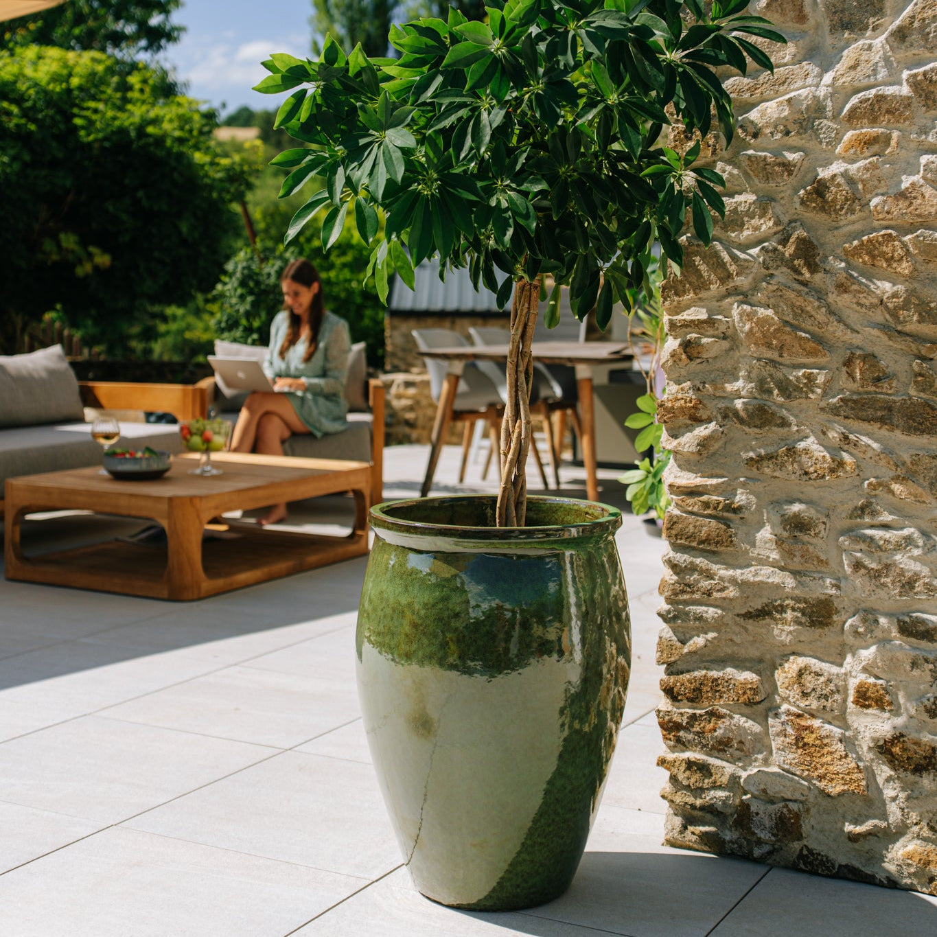 Keramik-Blumentopf BACCHUS - Tropengrün