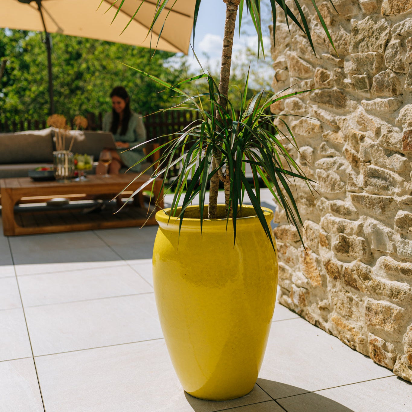 Keramik-Blumentopf BACCHUS – Gelb