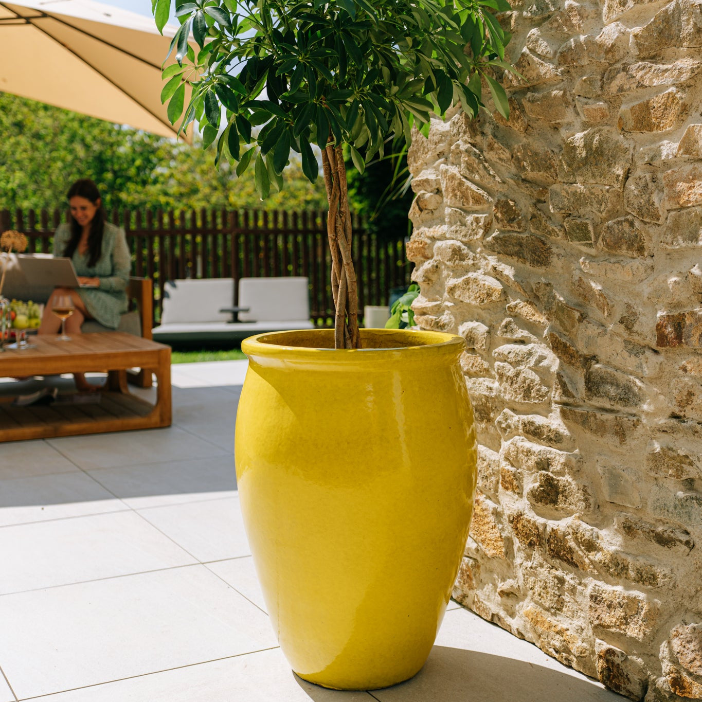 Keramik-Blumentopf BACCHUS – Gelb