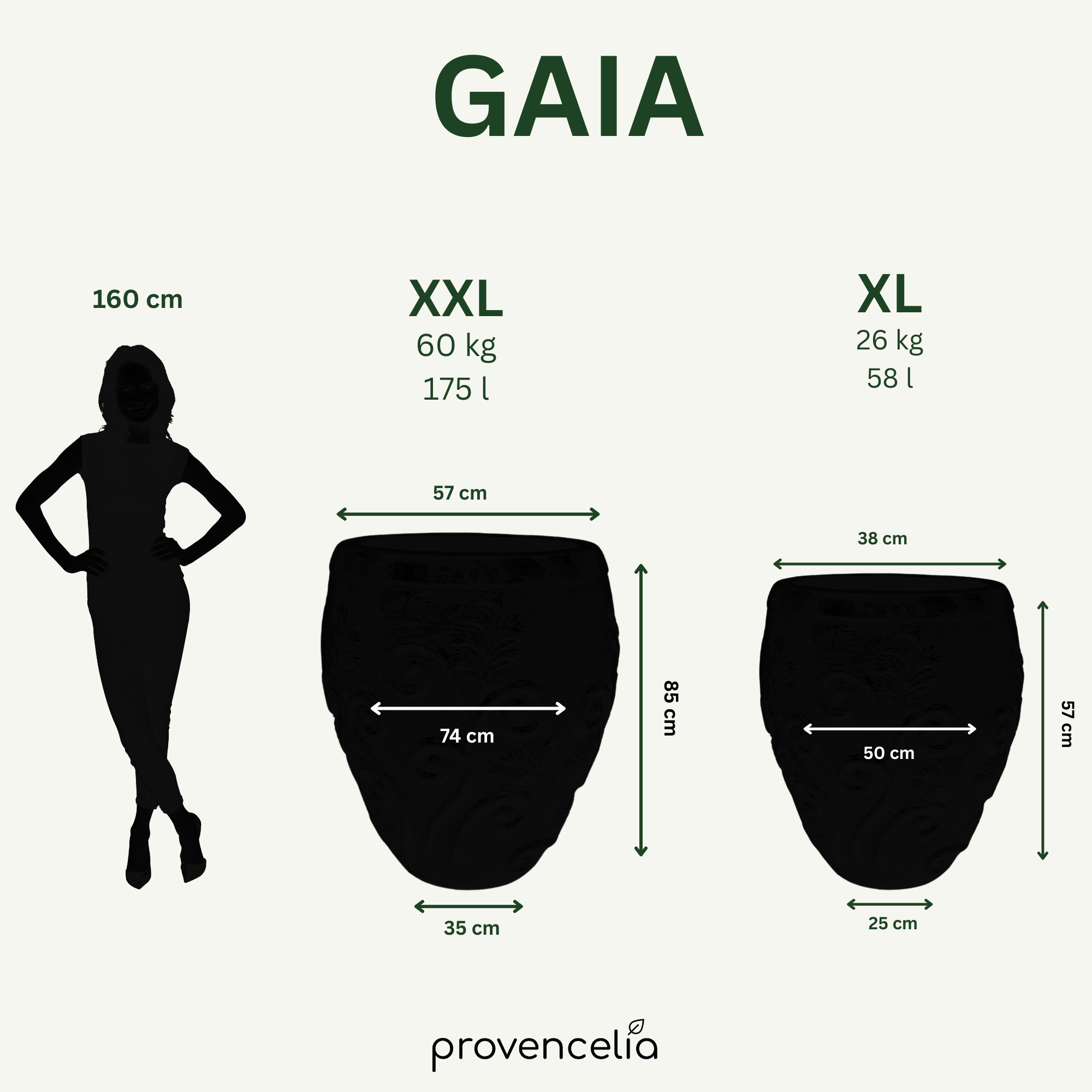 XXL Keramik-Pflanzkübel GAIA - Schwarz