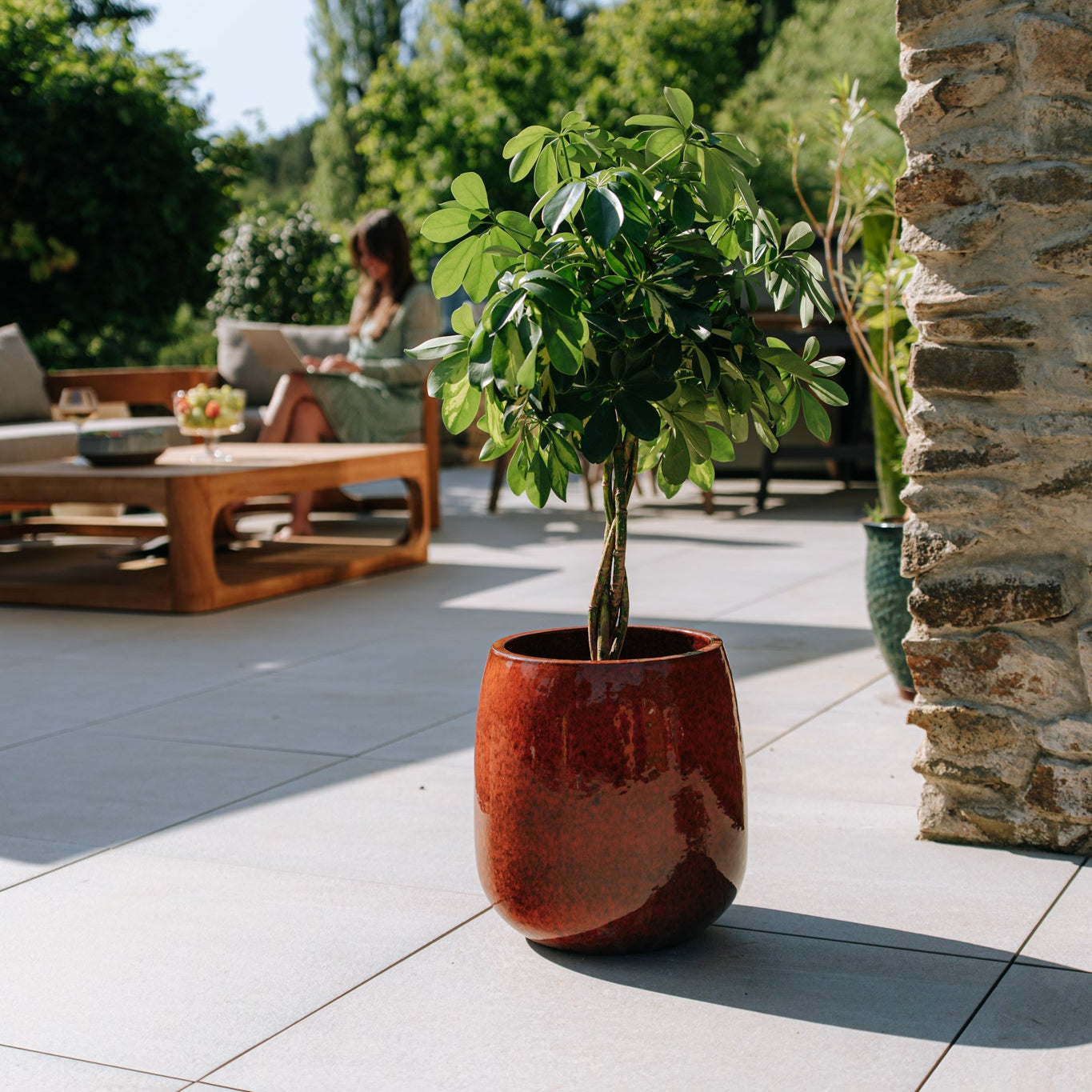 Keramik-Blumentopf SOCRATE - Tropisches Orange