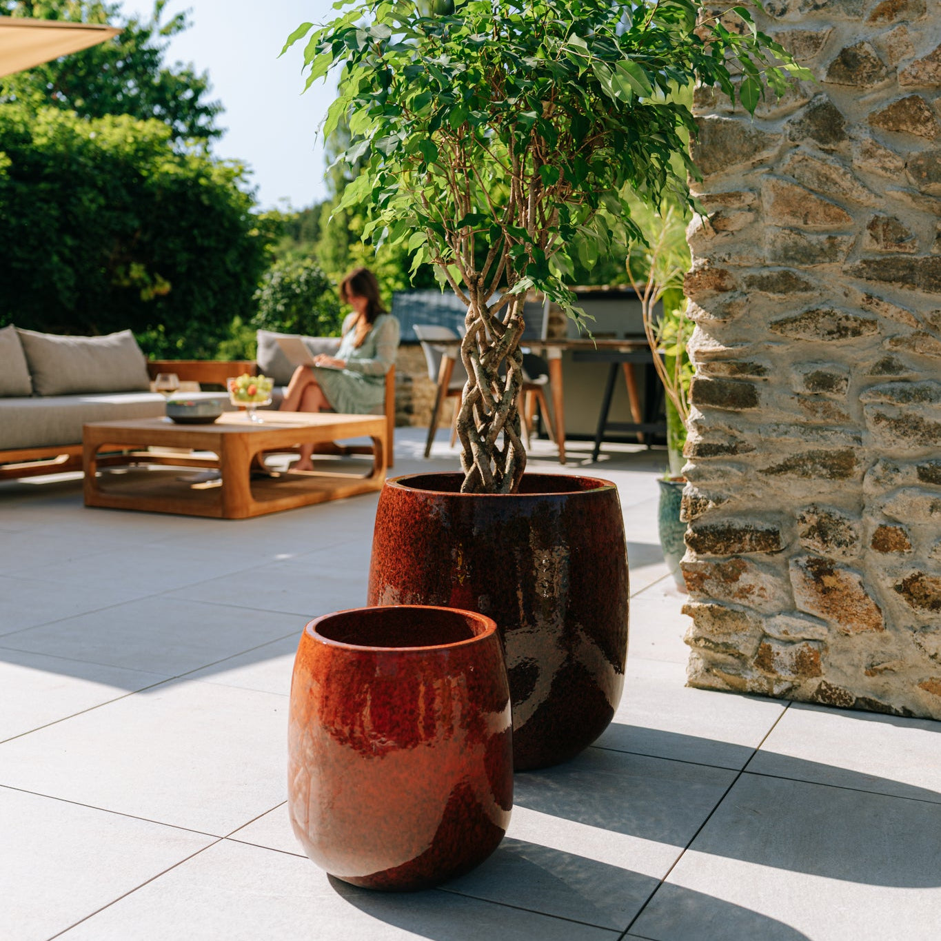 Keramik-Blumentopf SOCRATE - Tropisches Orange