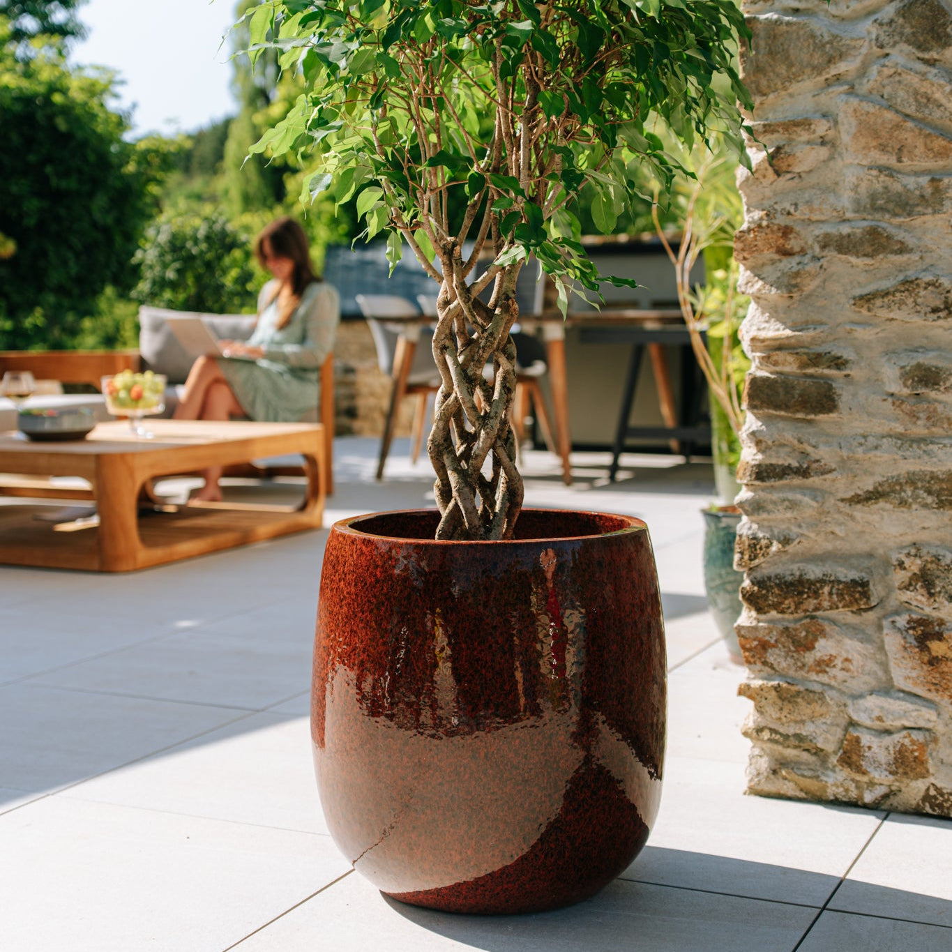 Keramik-Blumentopf SOCRATE - Tropisches Orange