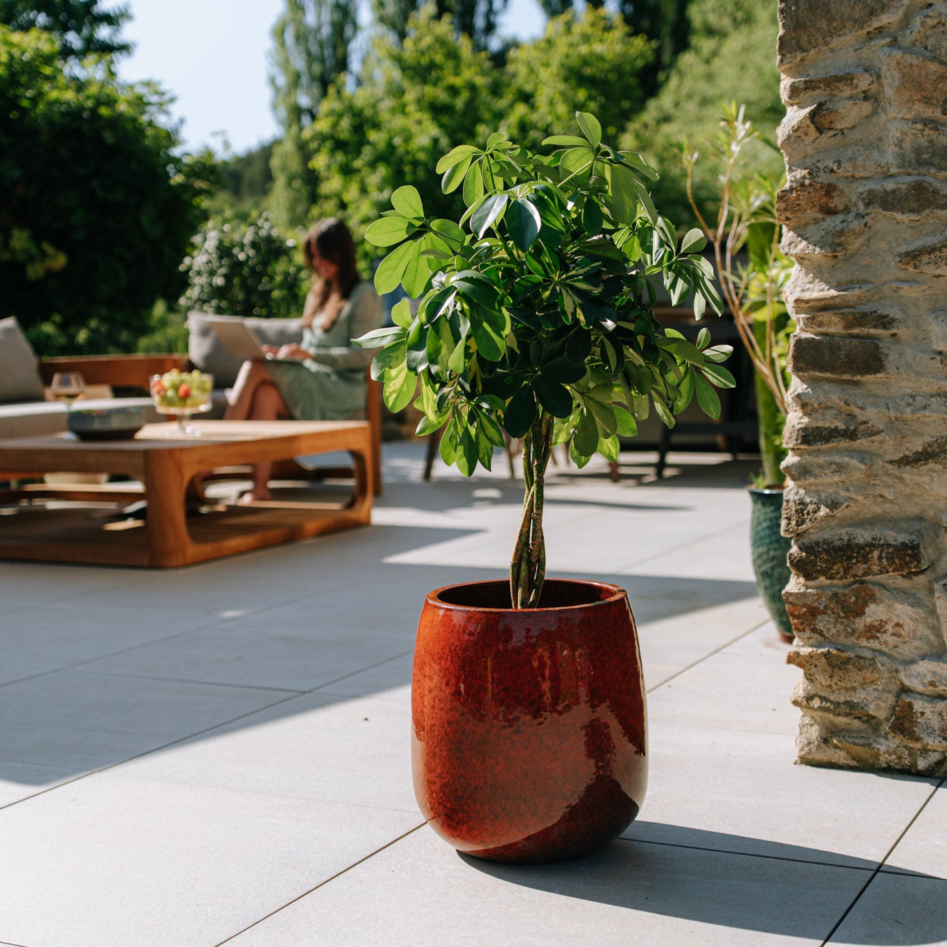 Keramik-Blumentopf SOCRATE - Tropisches Orange