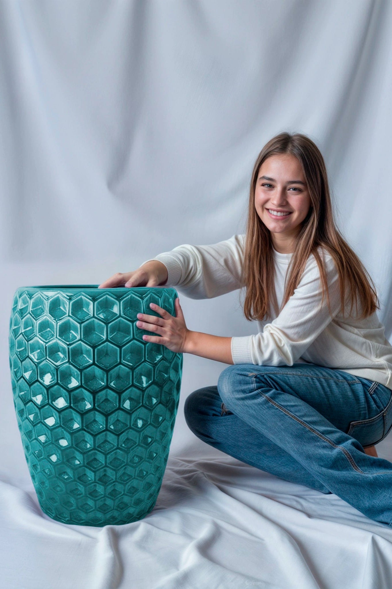 Keramischer Blumentopf Versaille – Hellblau