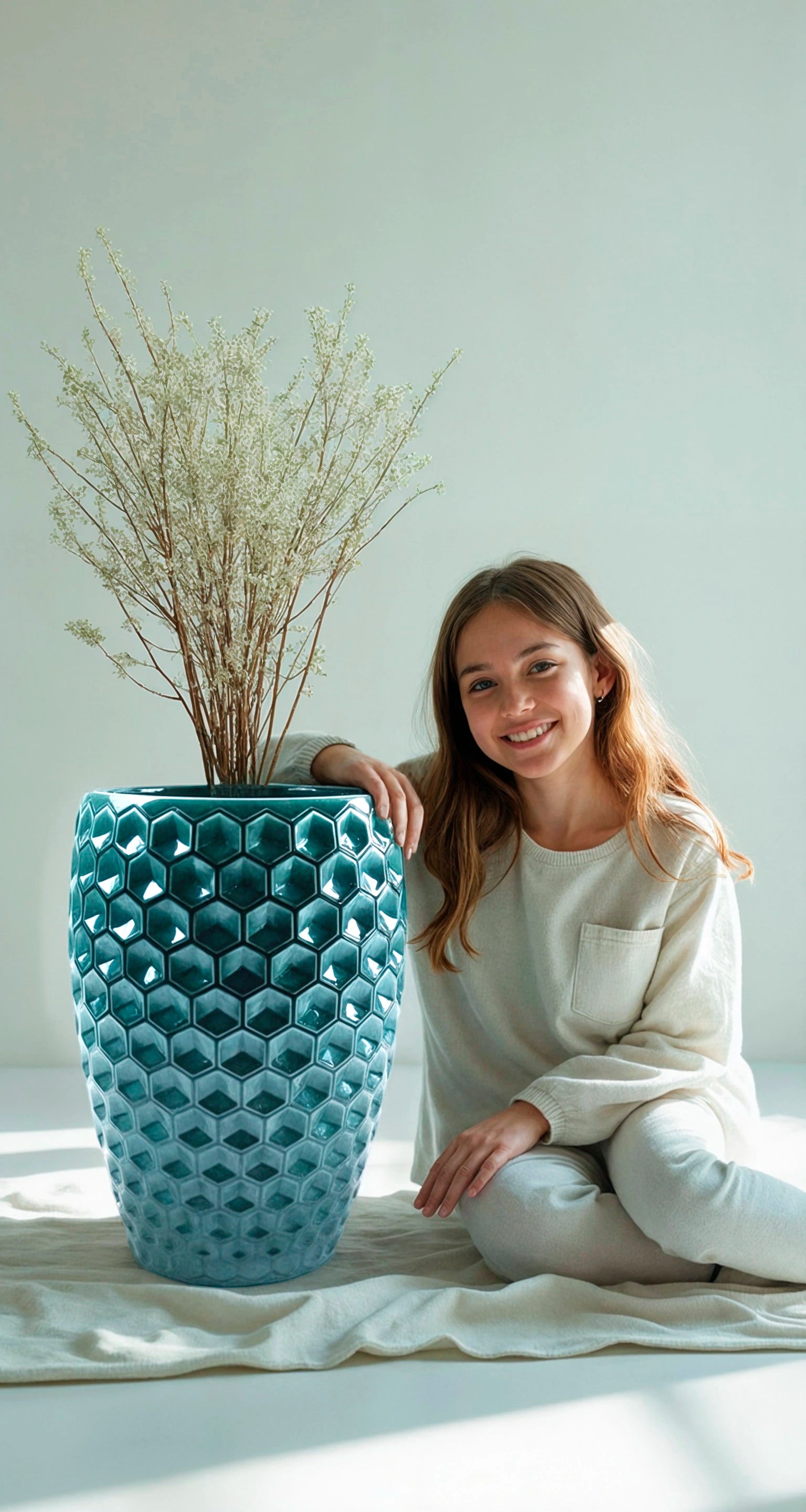 Keramischer Blumentopf Versaille – Hellblau