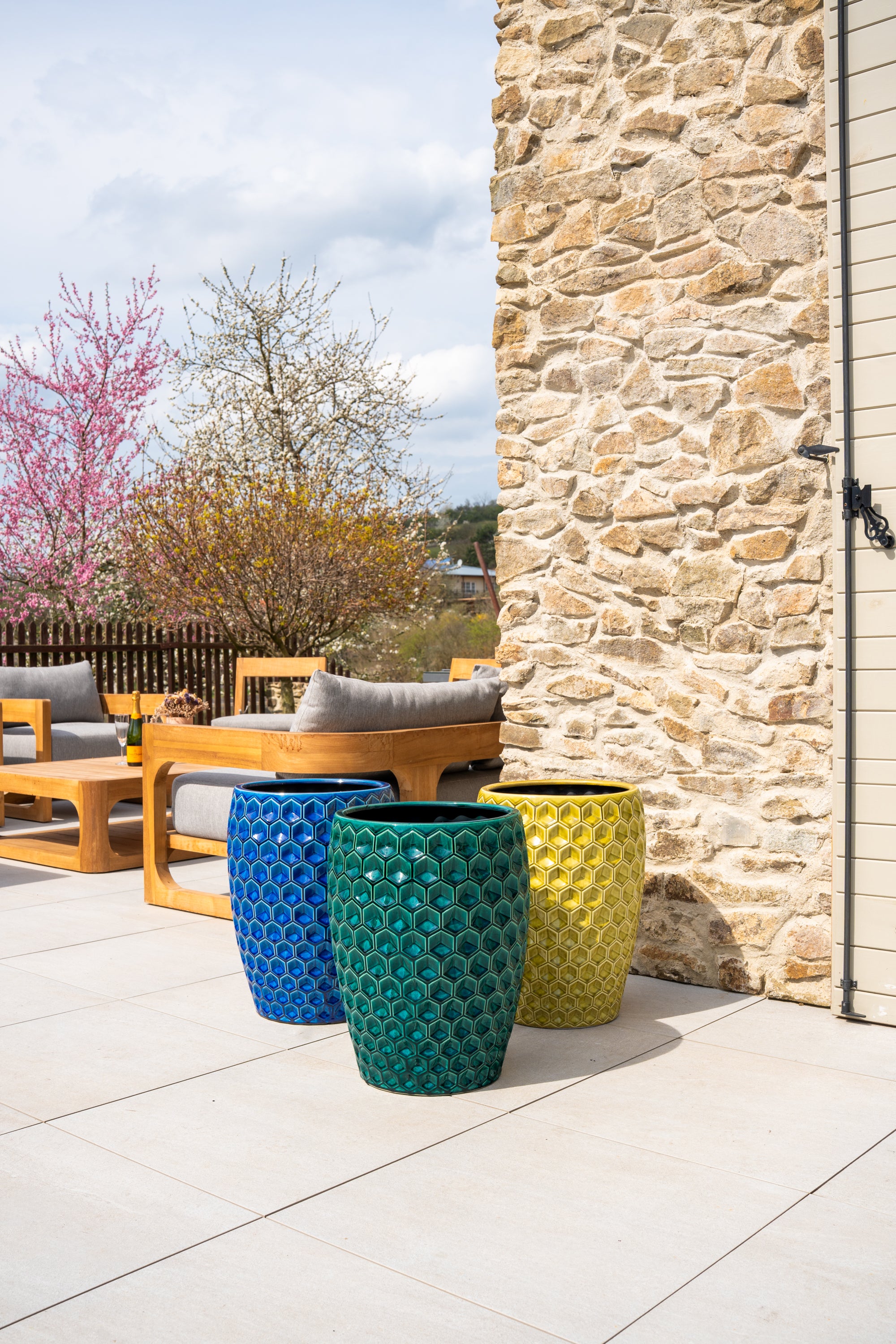 Keramischer Blumentopf Versaille – Blau