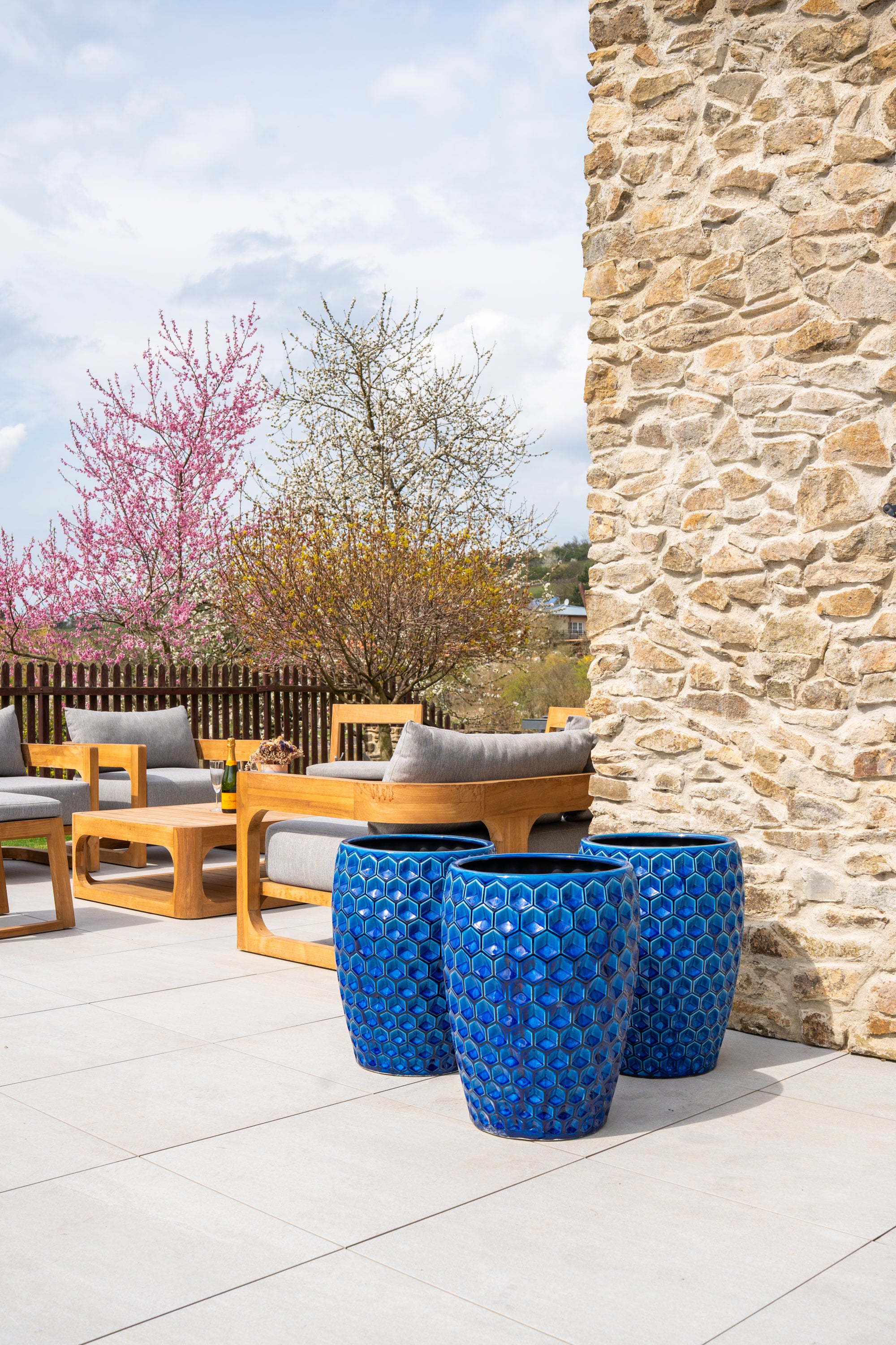 Keramischer Blumentopf Versaille – Blau