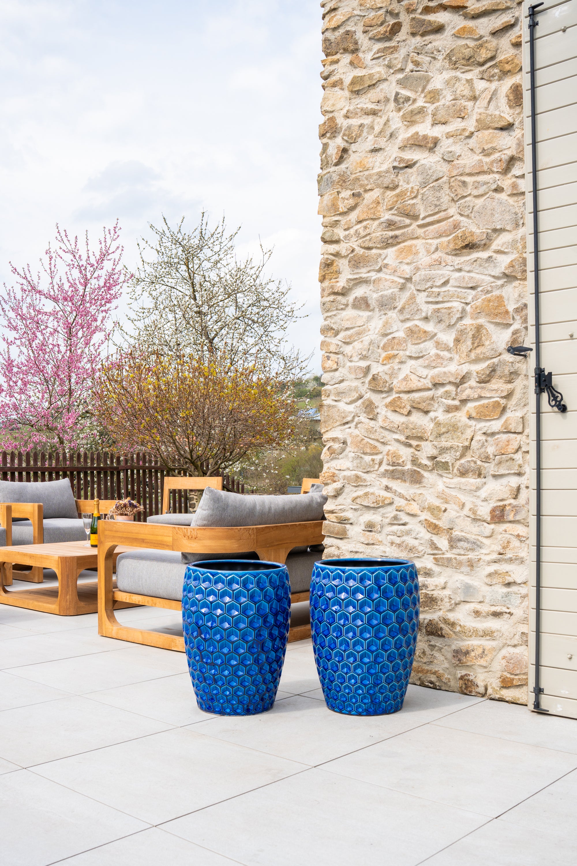 Keramischer Blumentopf Versaille – Blau