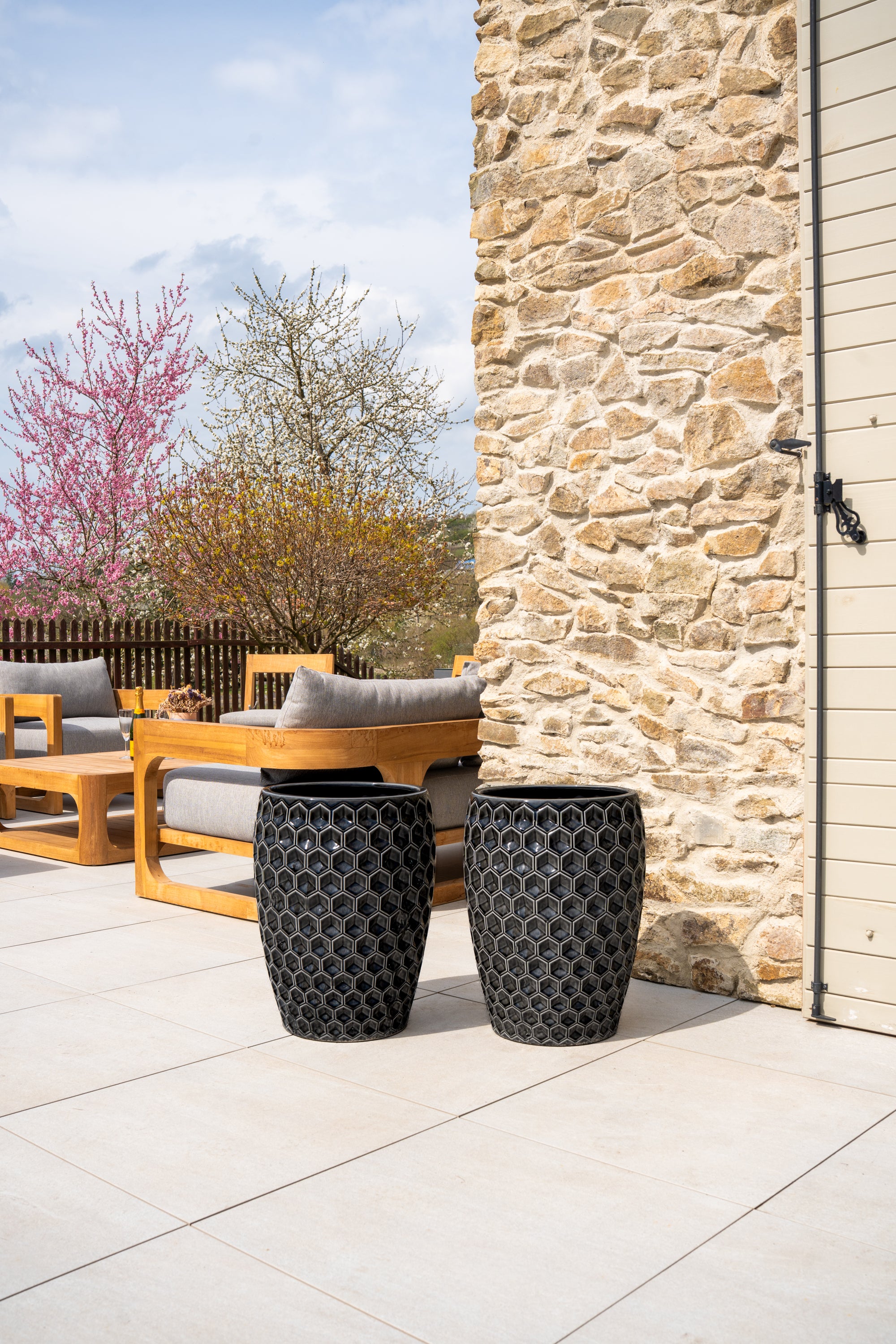 Keramischer Blumentopf Versaille – Schwarz