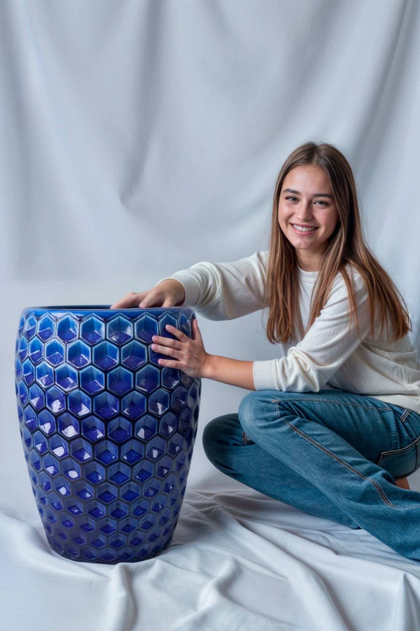 Keramischer Blumentopf Versaille – Blau