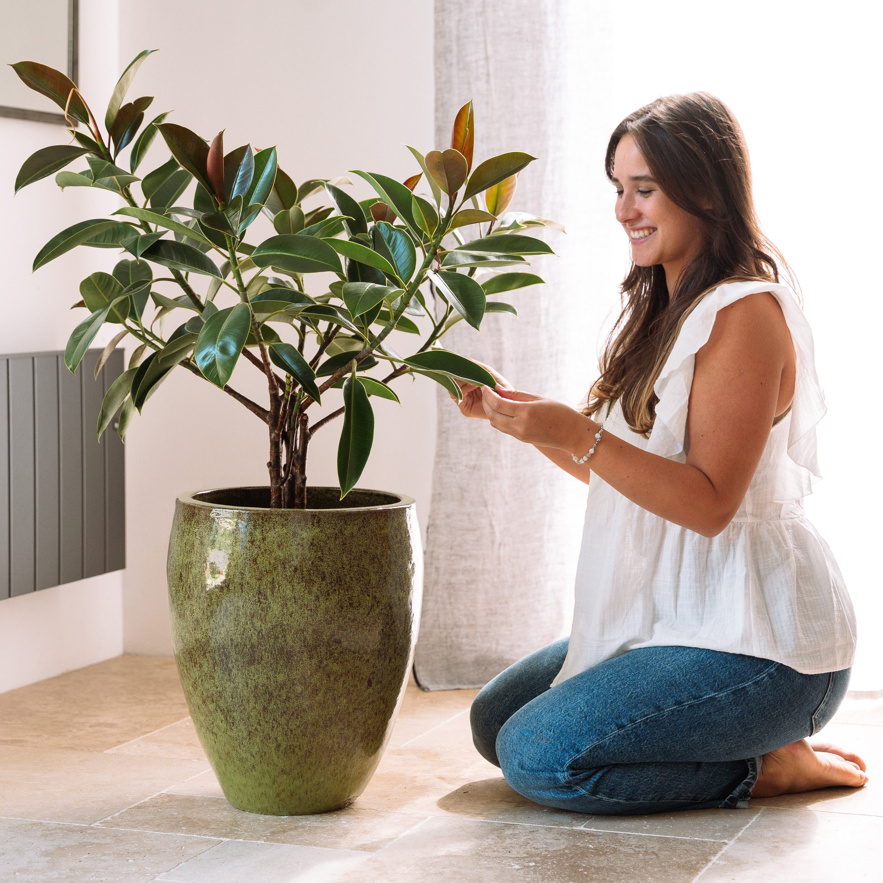 Keramik-Blumentopf POSEIDON - Herbstgrün