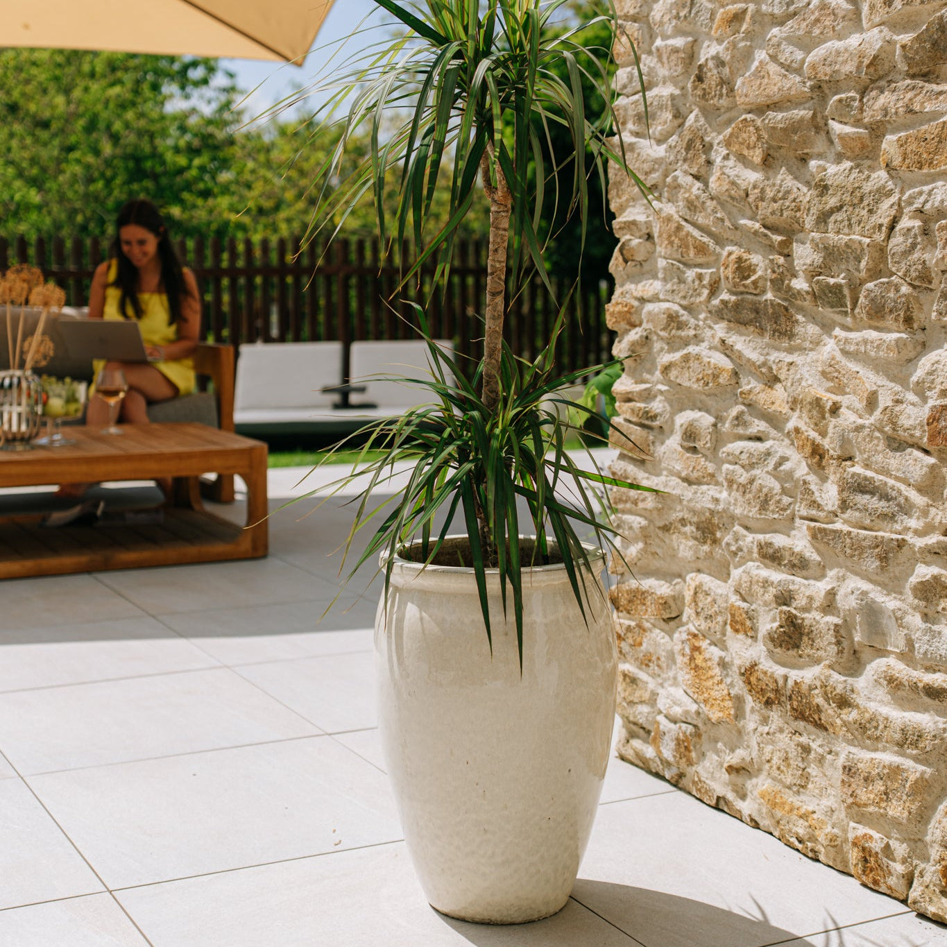 Keramik-Blumentopf BACCHUS - Cremefarben