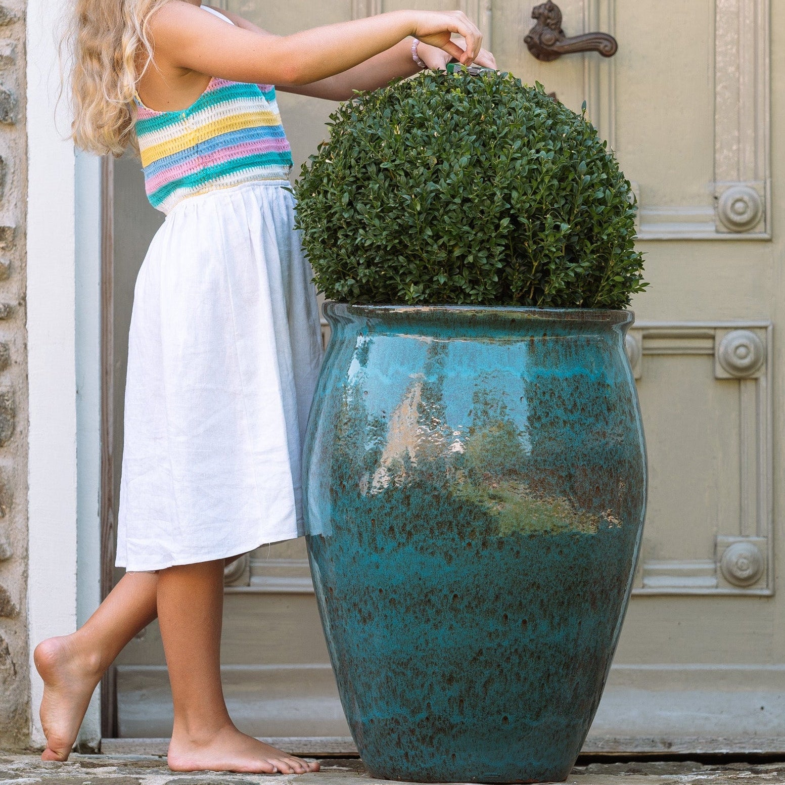 Keramik-Blumentopf BACCHUS - Stahlblau