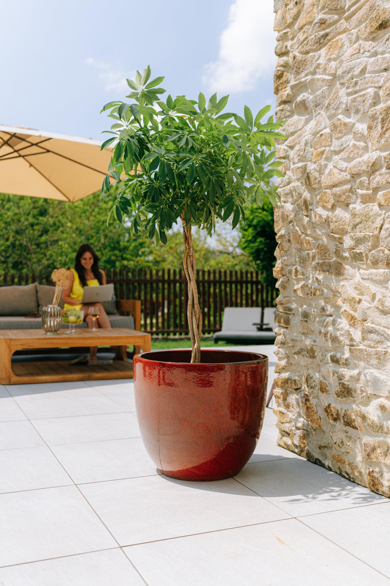 Keramik Blumentopf LANCELOT - Tropisches Rot