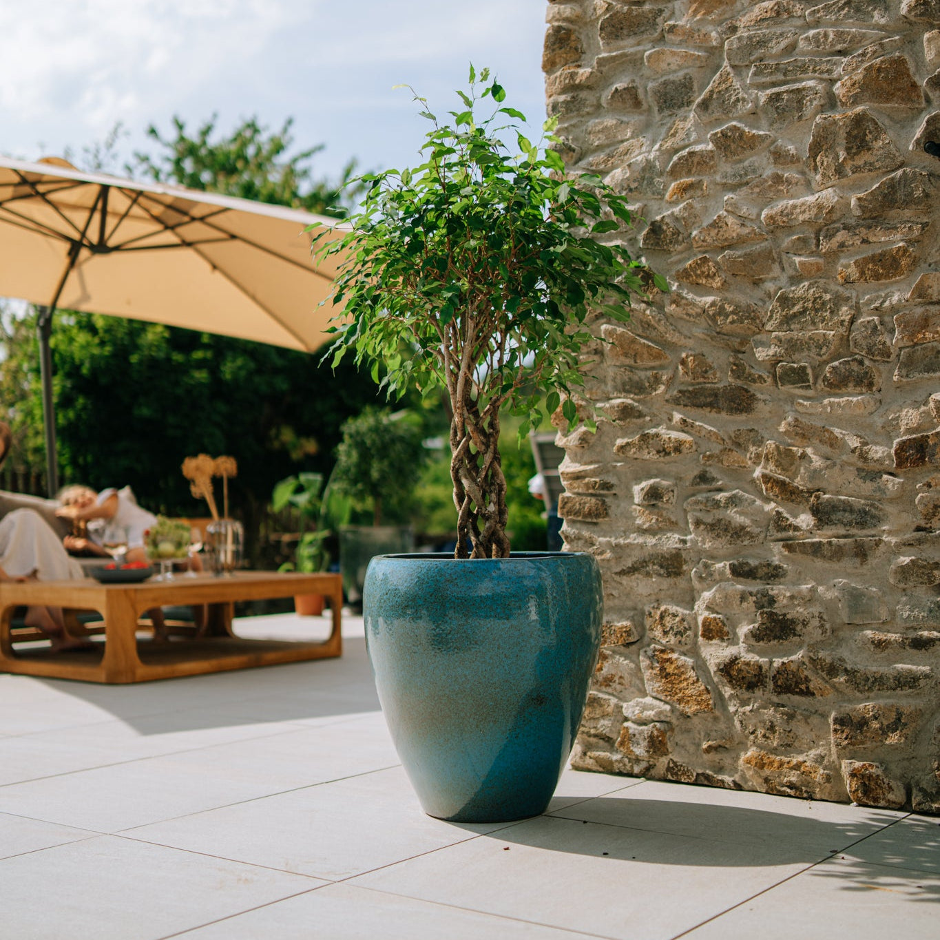 Keramický květináč LAFONTAINE - Ocelově modrá